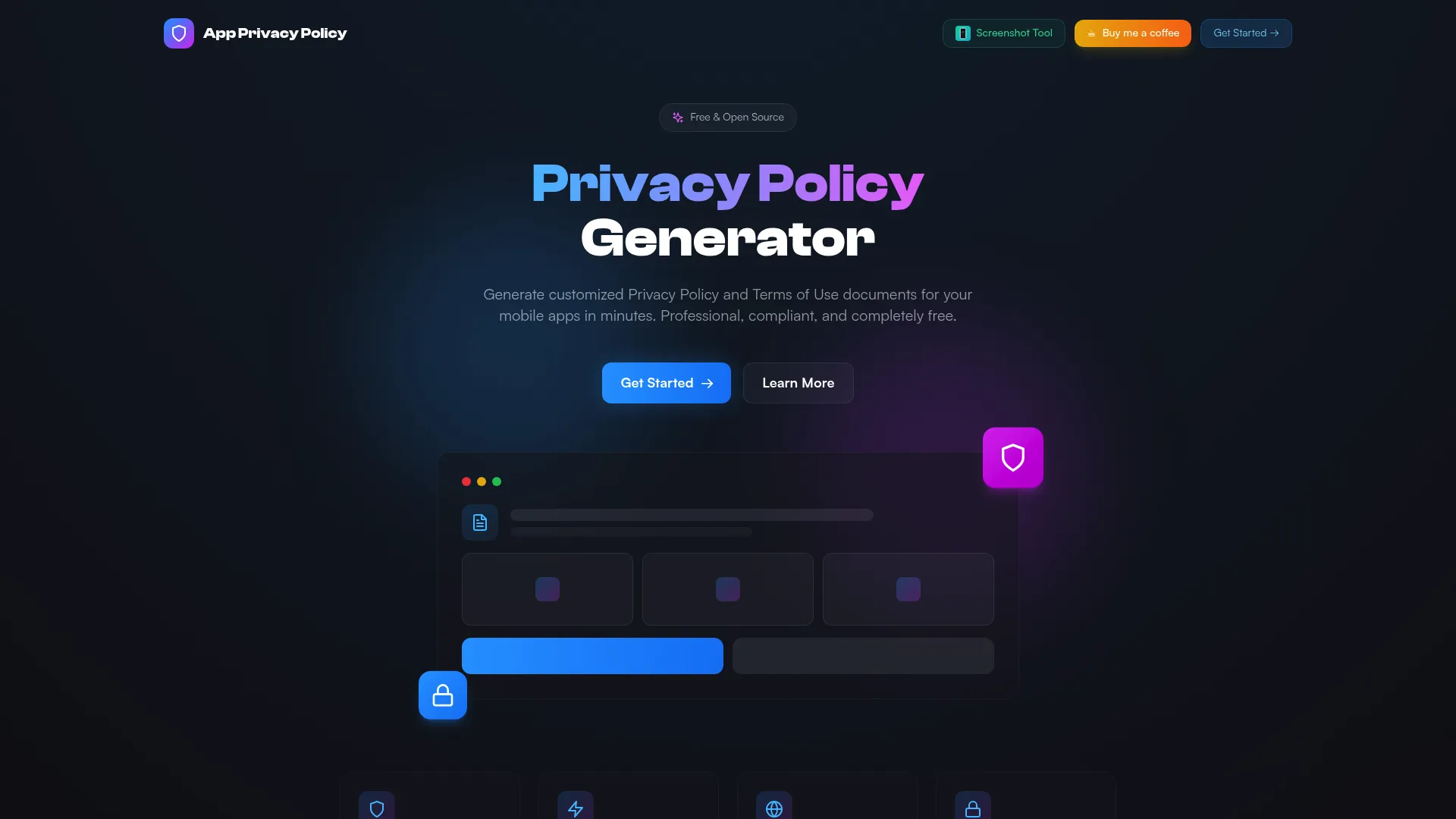 App Privacy Policy Generator homepage