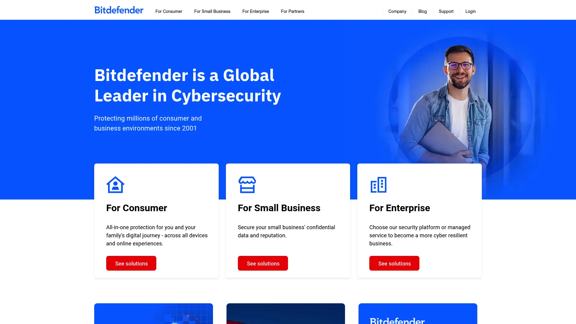 Bitdefender security software homepage