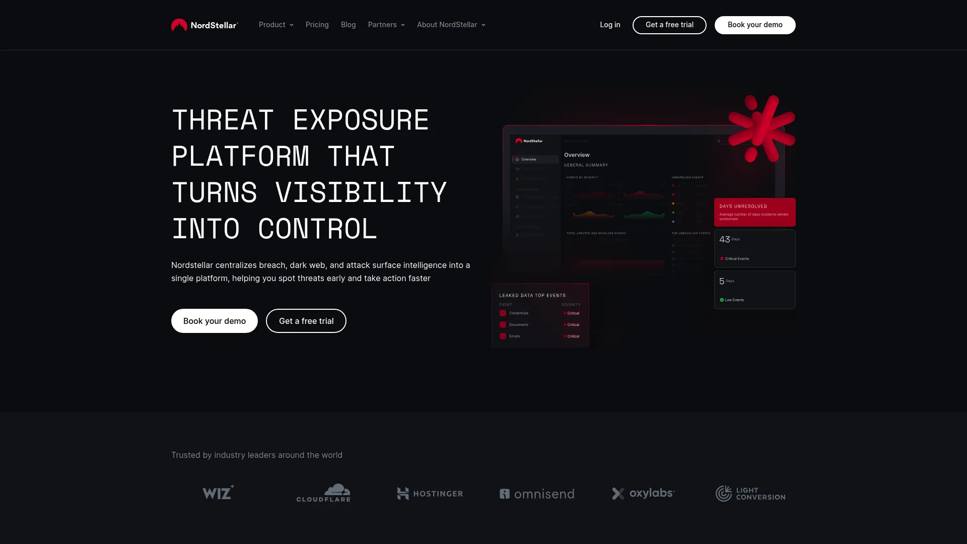 NordStellar threat exposure management homepage