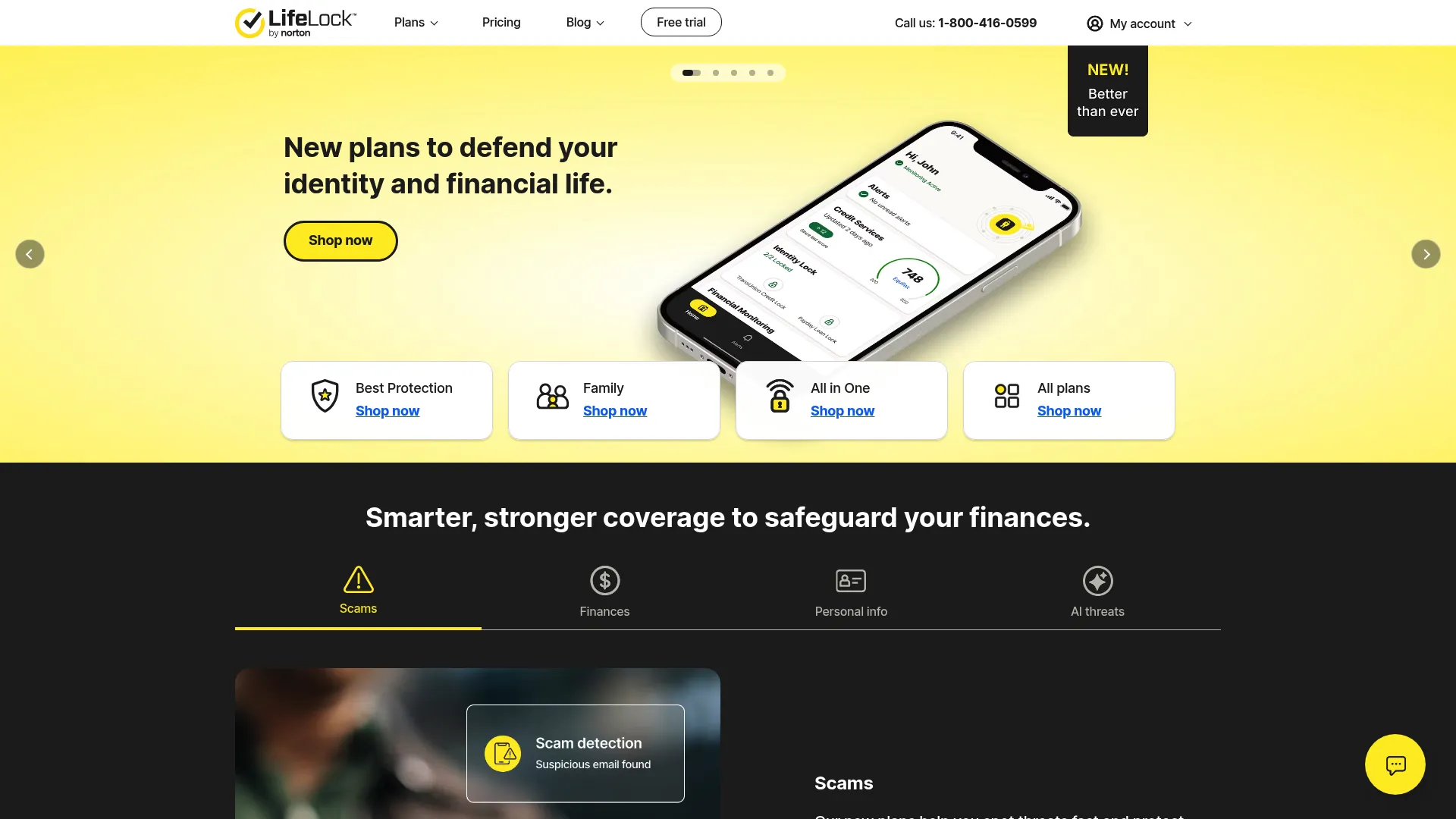 LifeLock identity theft protection homepage