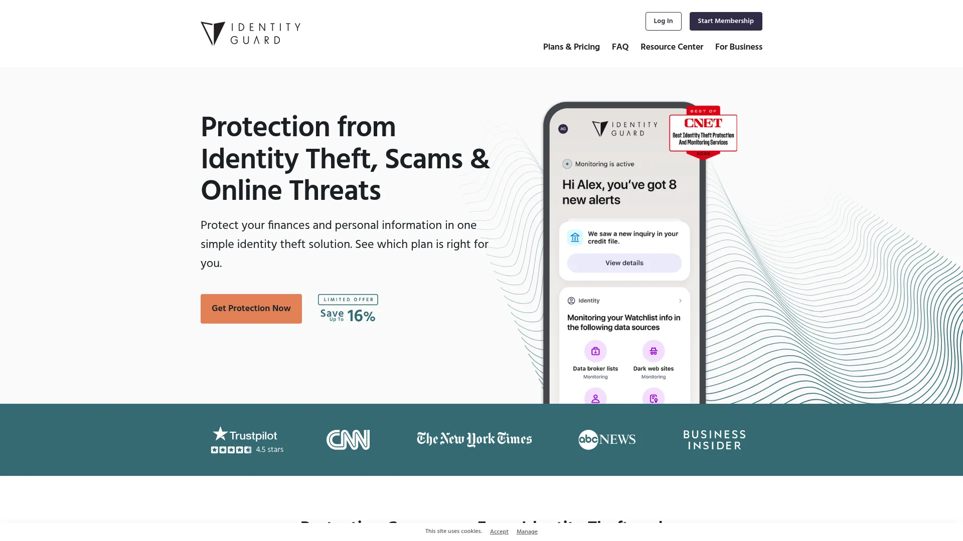 Identity Guard identity protection homepage