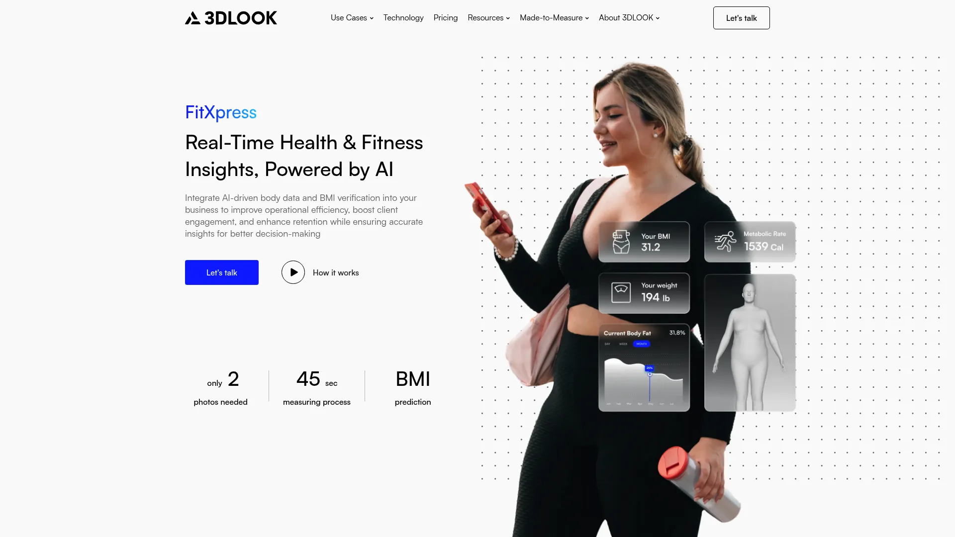 3DLOOK body scanning and size recommendation homepage
