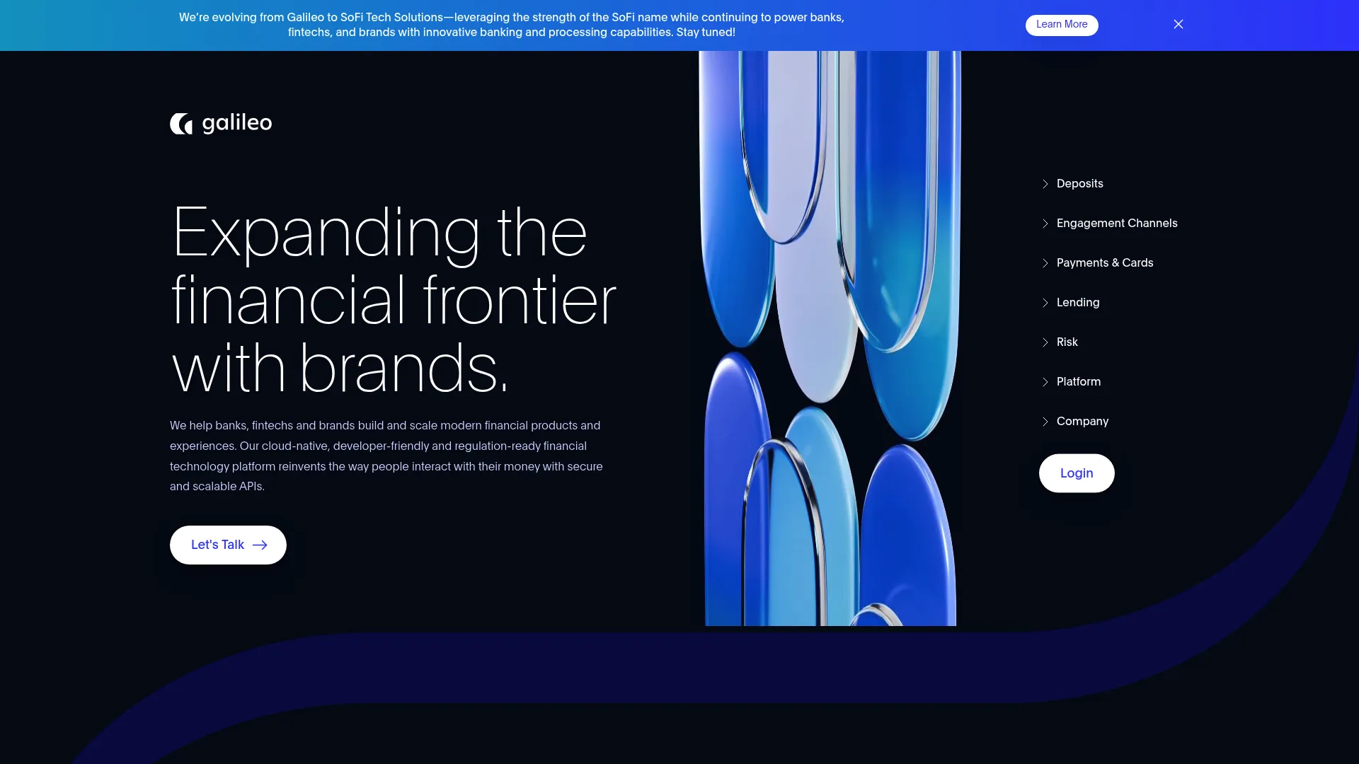 Galileo financial technology platform homepage