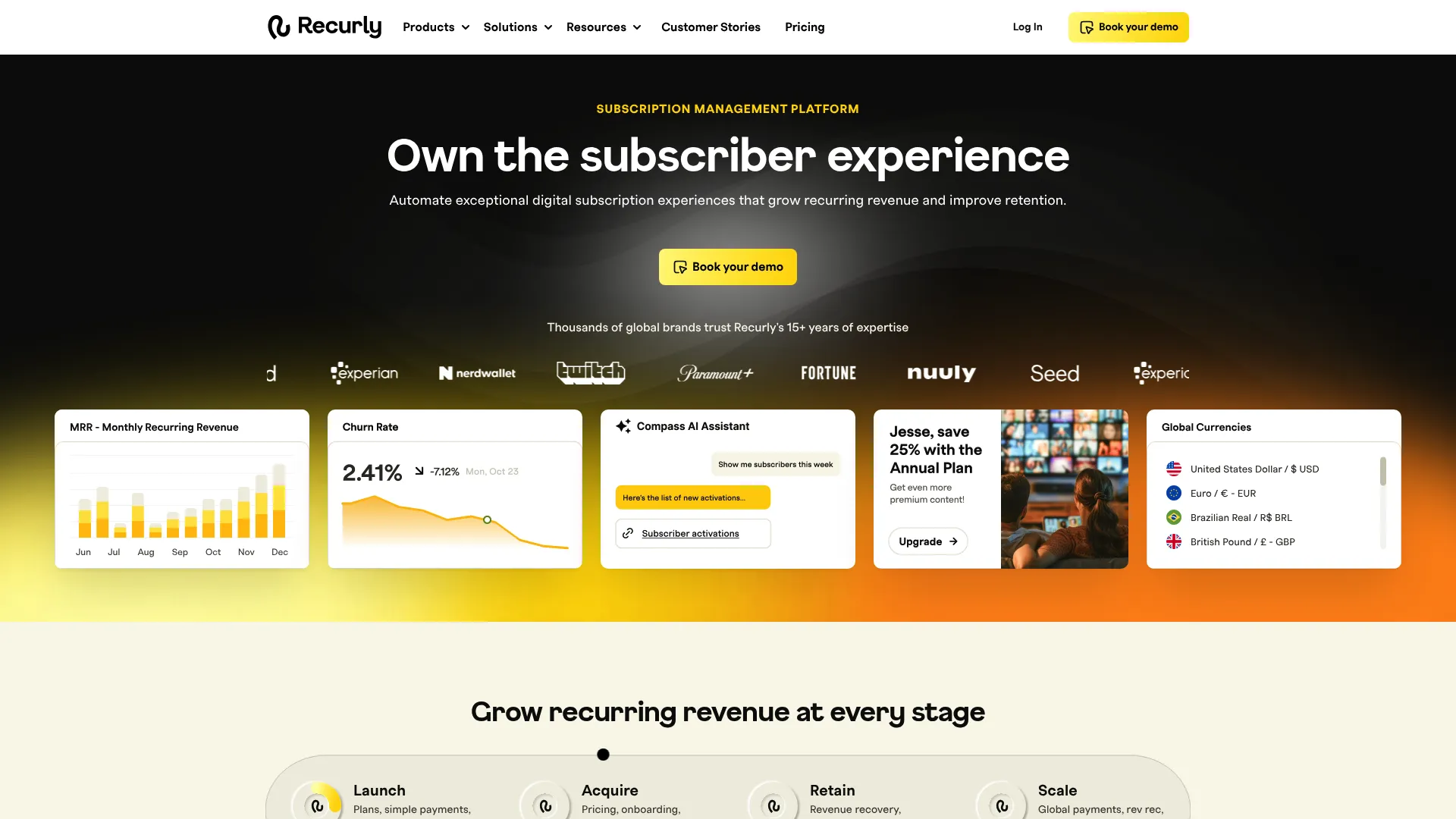 Recurly dunning recovery dashboard and campaign management