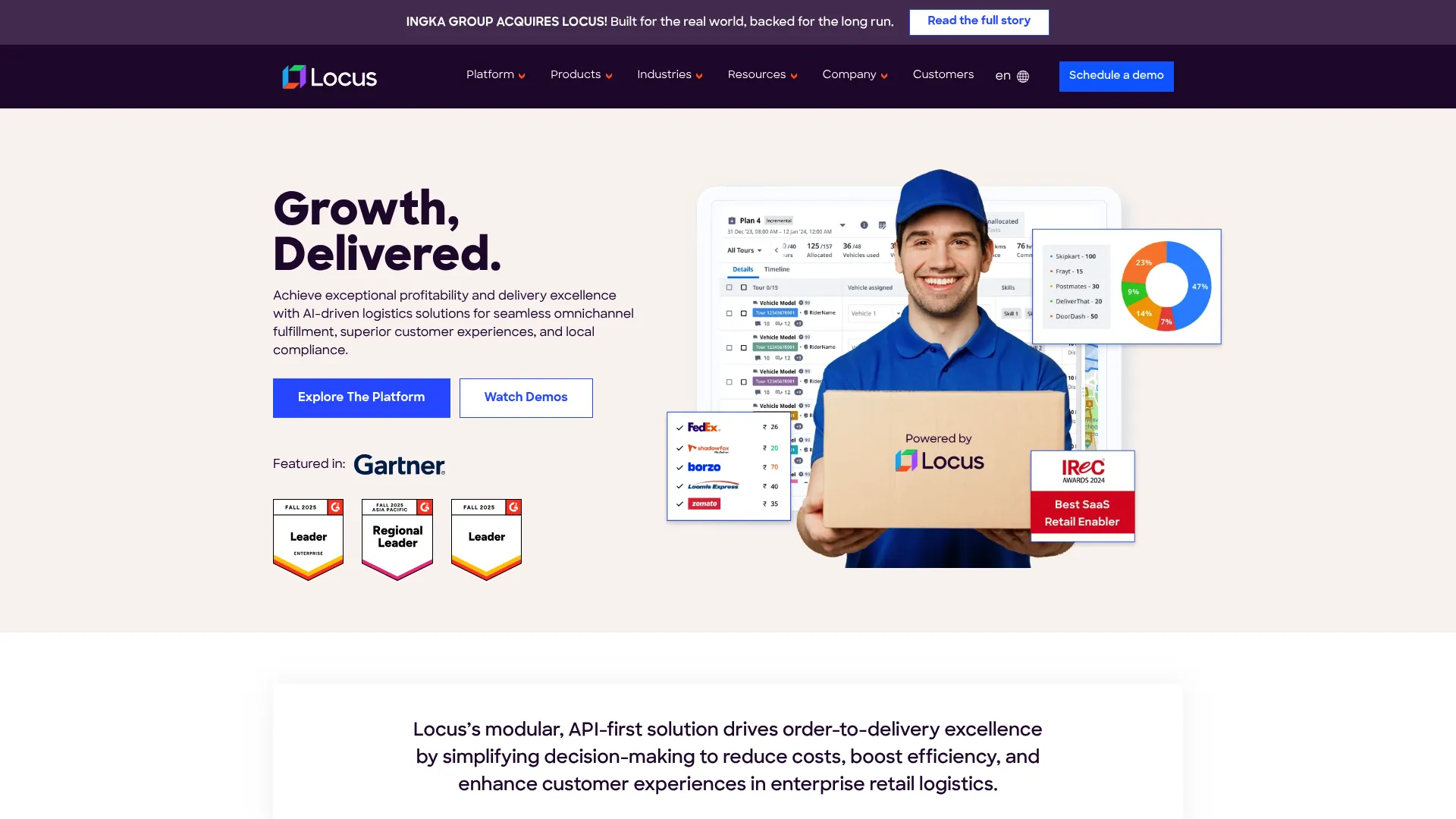 Locus enterprise logistics platform interface