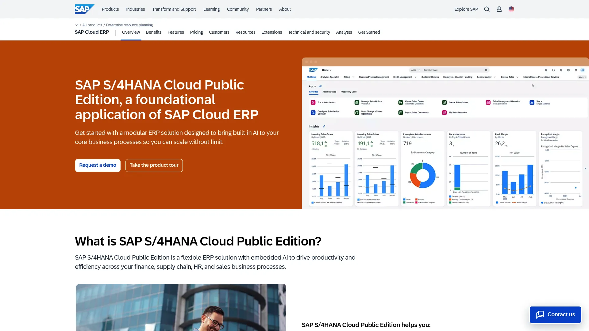 SAP S/4HANA cloud ERP software product page