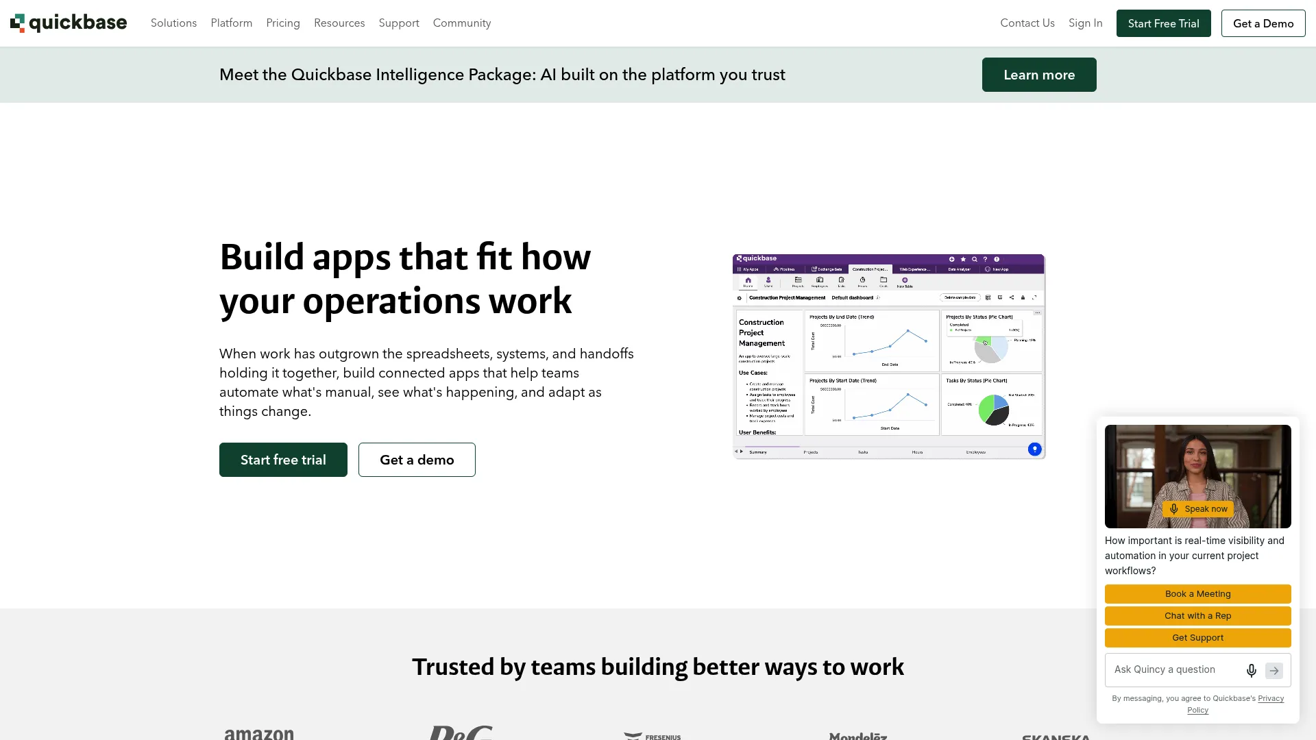 Quickbase low-code application platform for business workflows