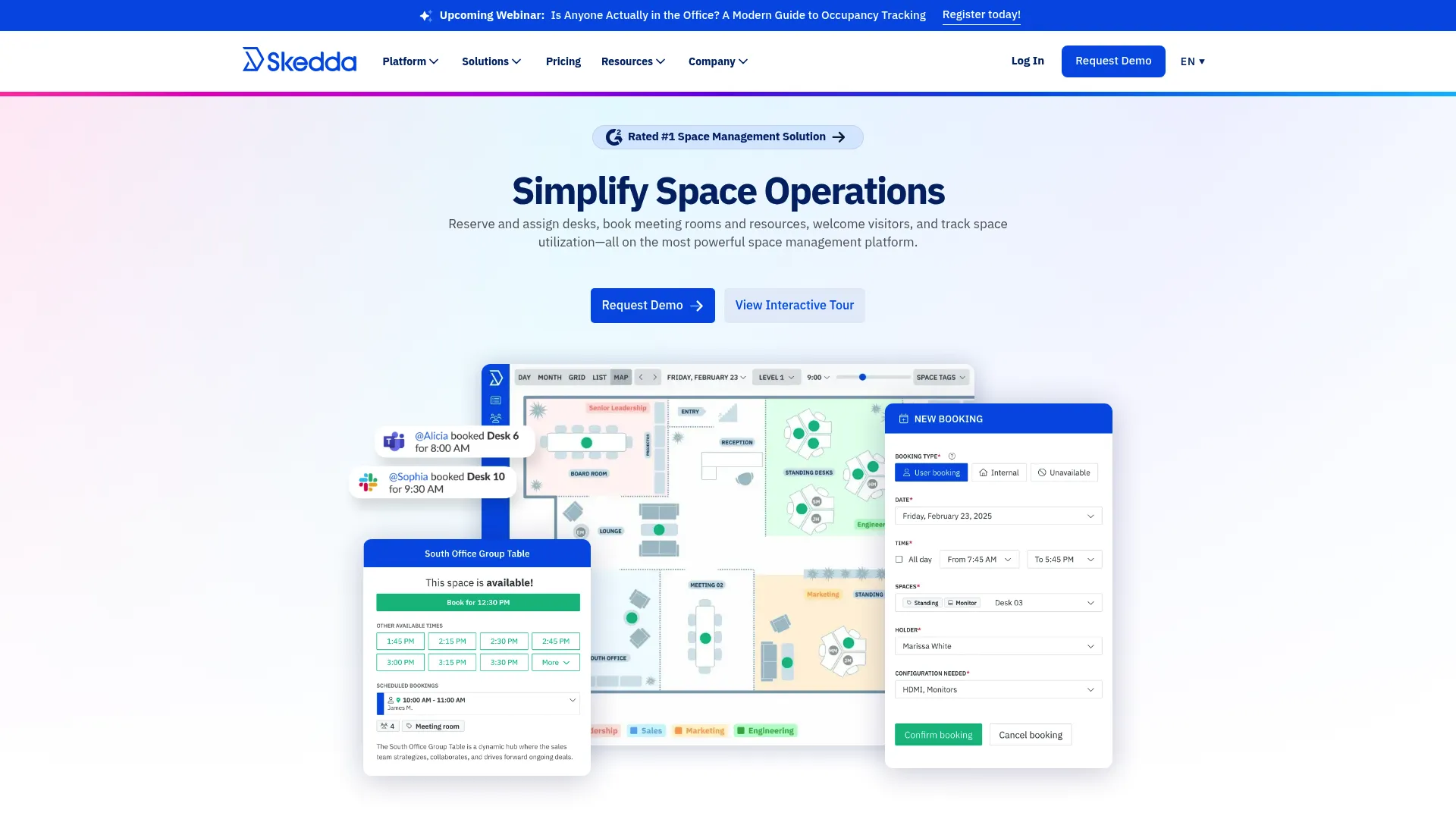 Skedda space booking and scheduling interface
