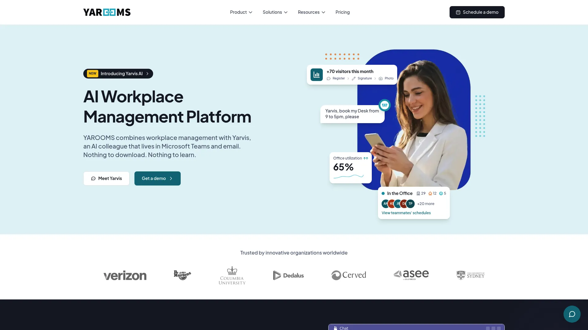 YAROOMS workplace management and booking dashboard