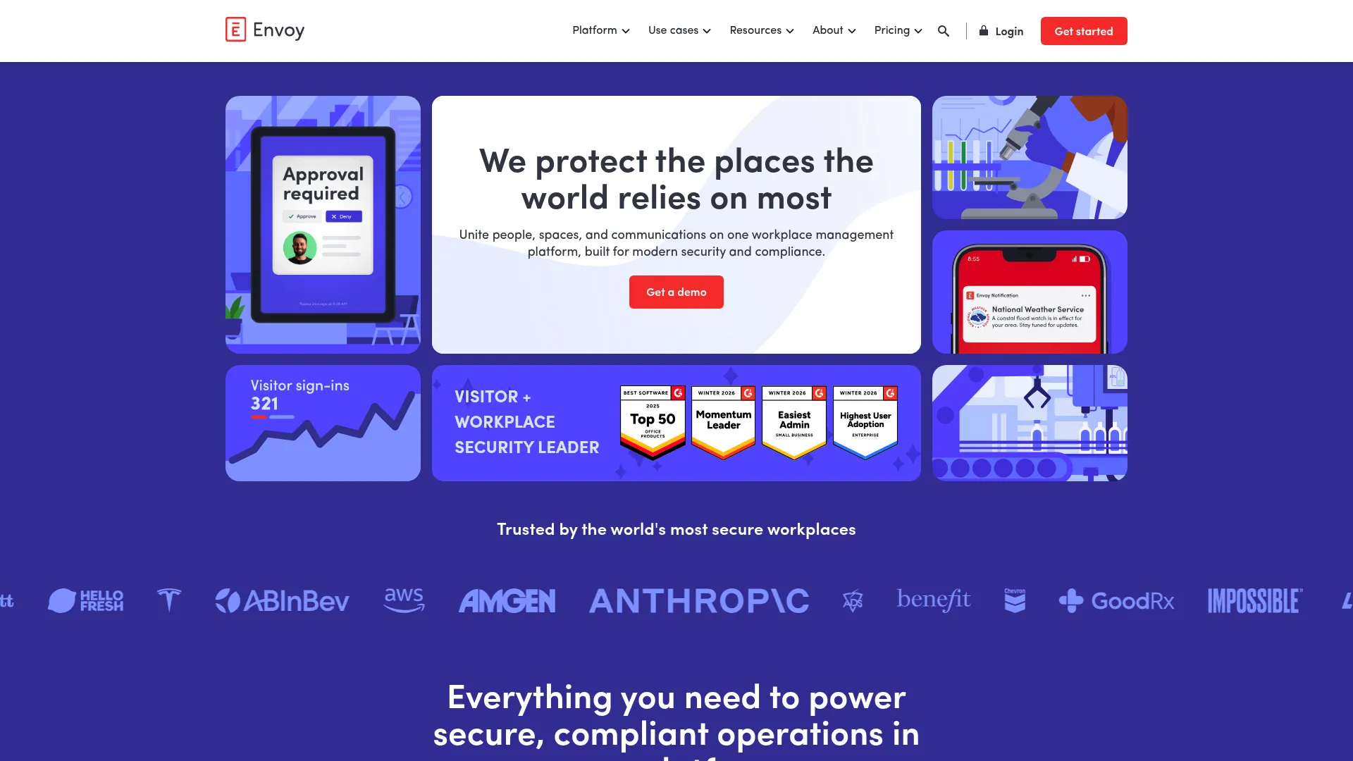 Envoy visitor management and workplace platform screen