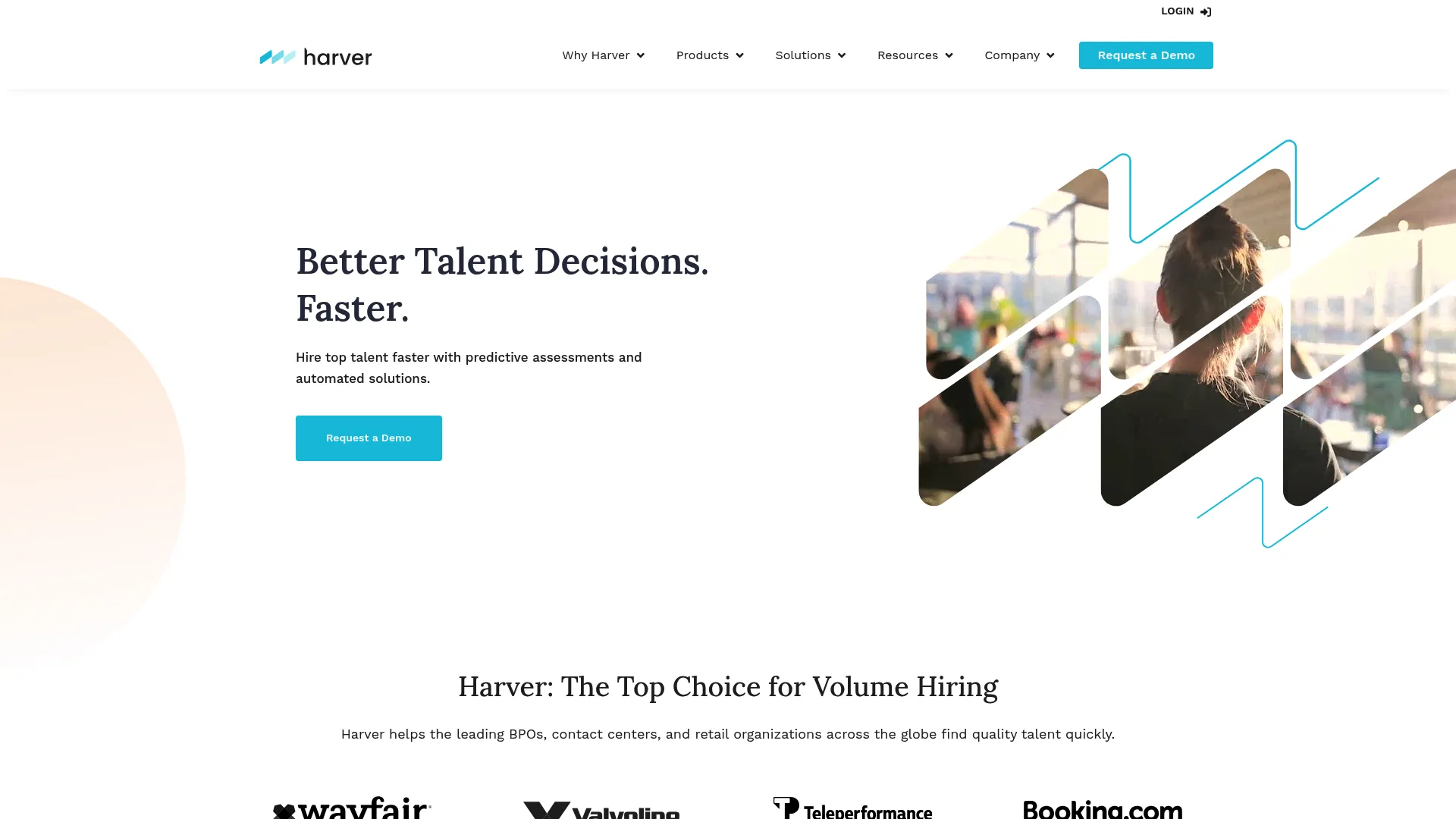 Harver volume hiring and assessment platform homepage