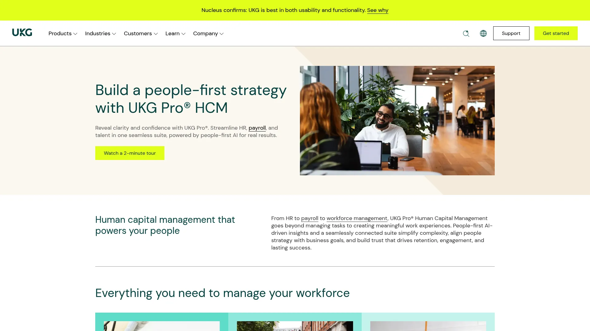 UKG Pro HCM suite homepage