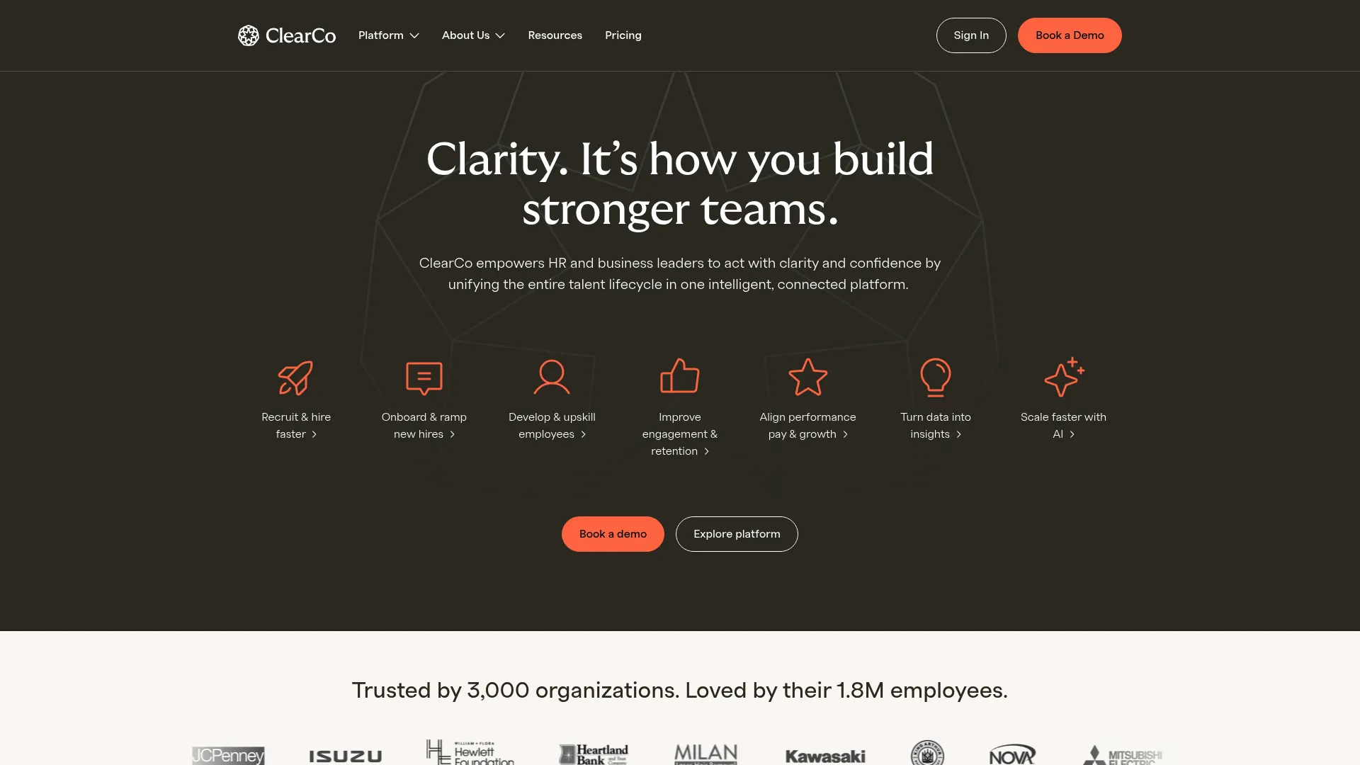 ClearCompany talent management platform homepage