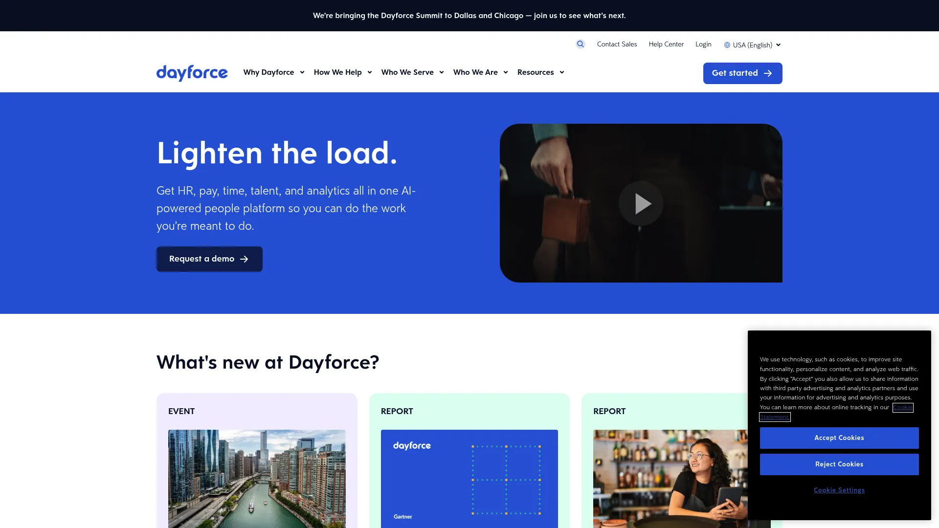 Dayforce cloud HCM platform homepage