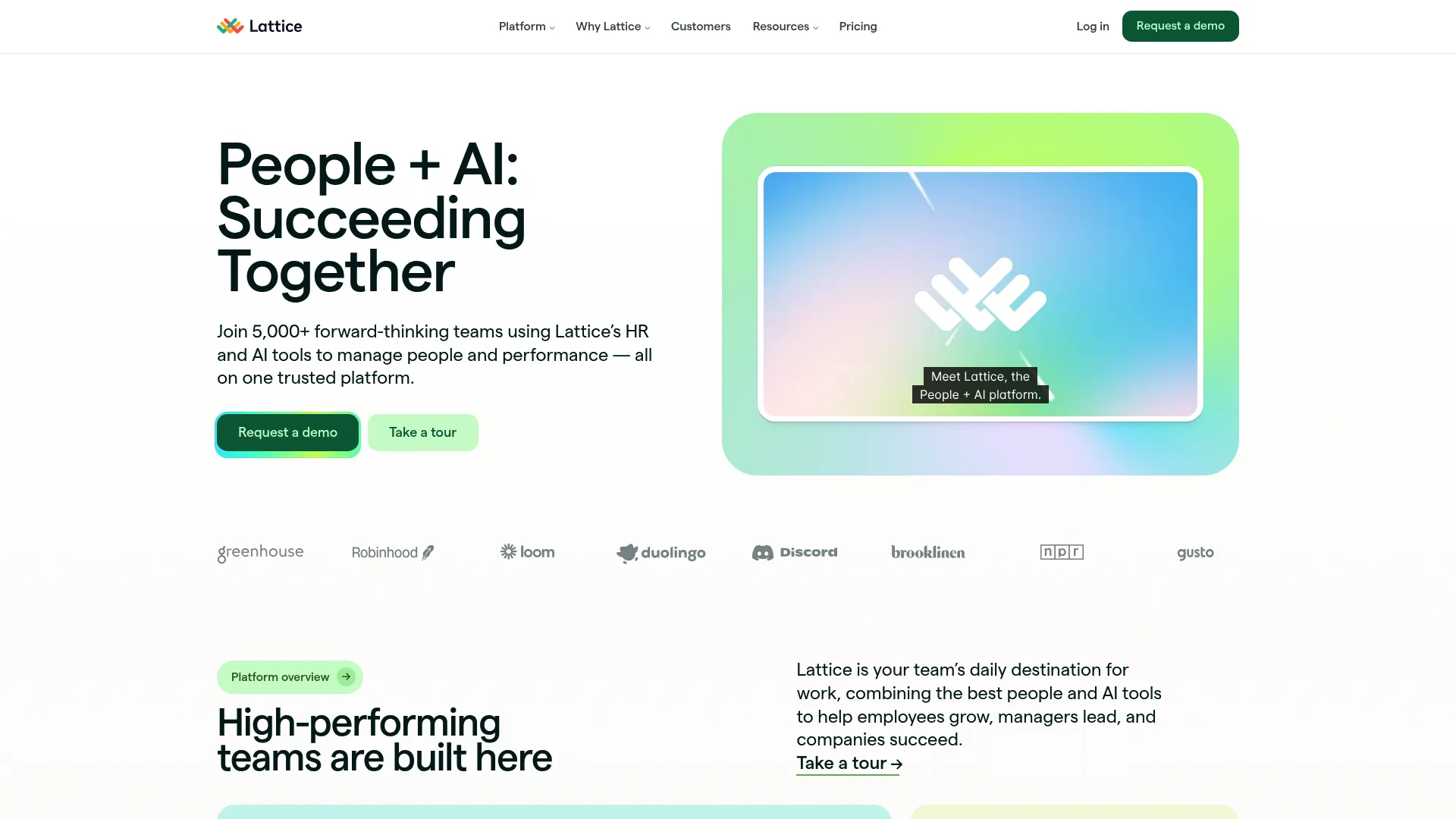 Lattice people management platform homepage