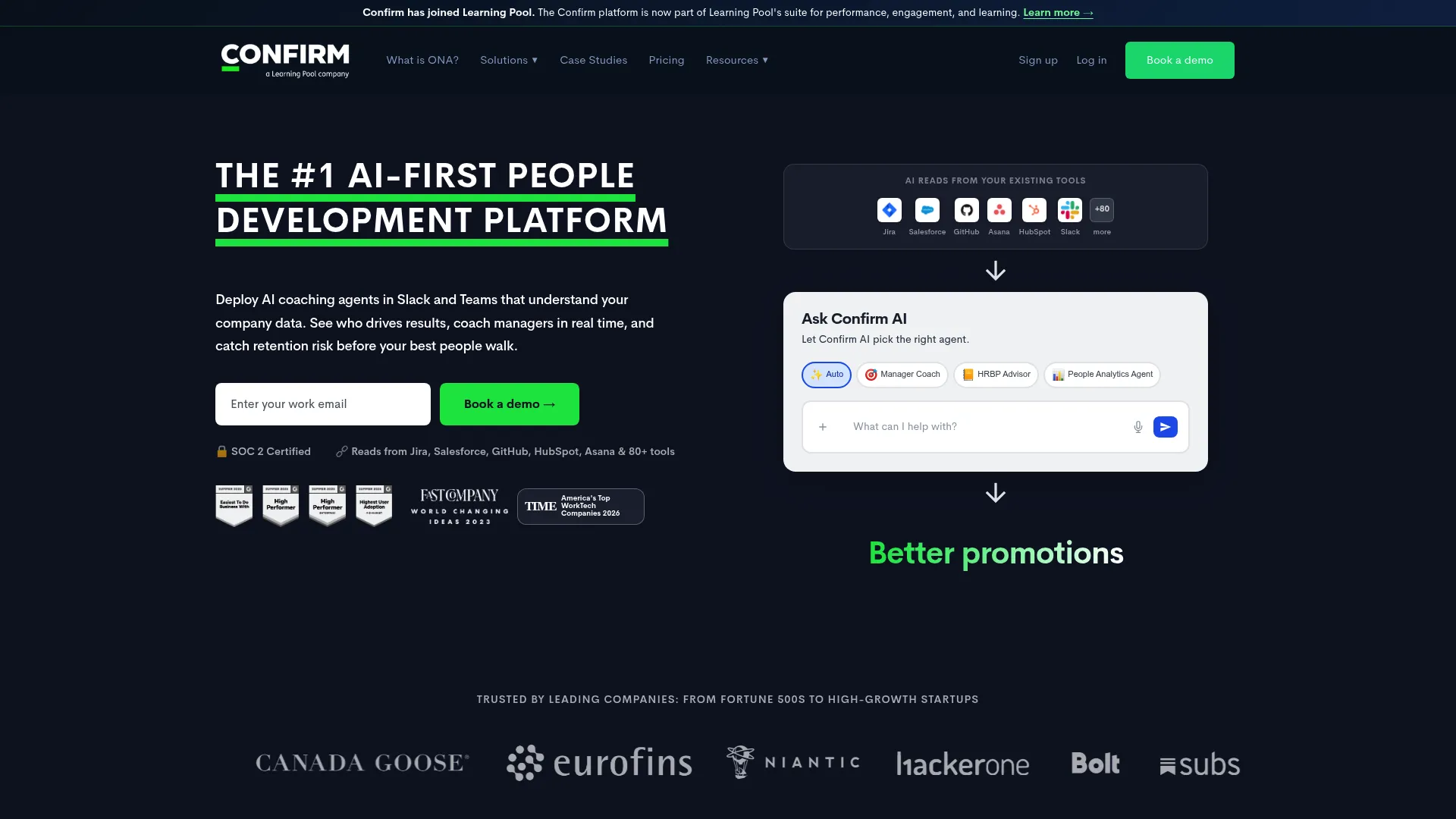 Confirm performance management software homepage