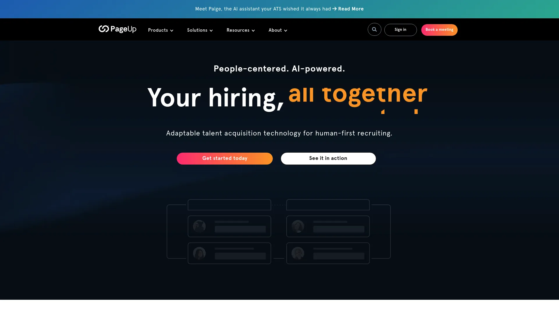 PageUp talent management software homepage