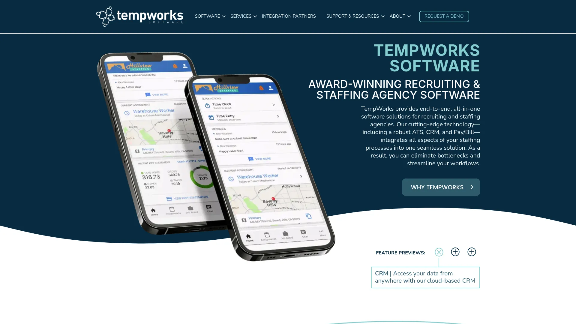 TempWorks staffing software homepage