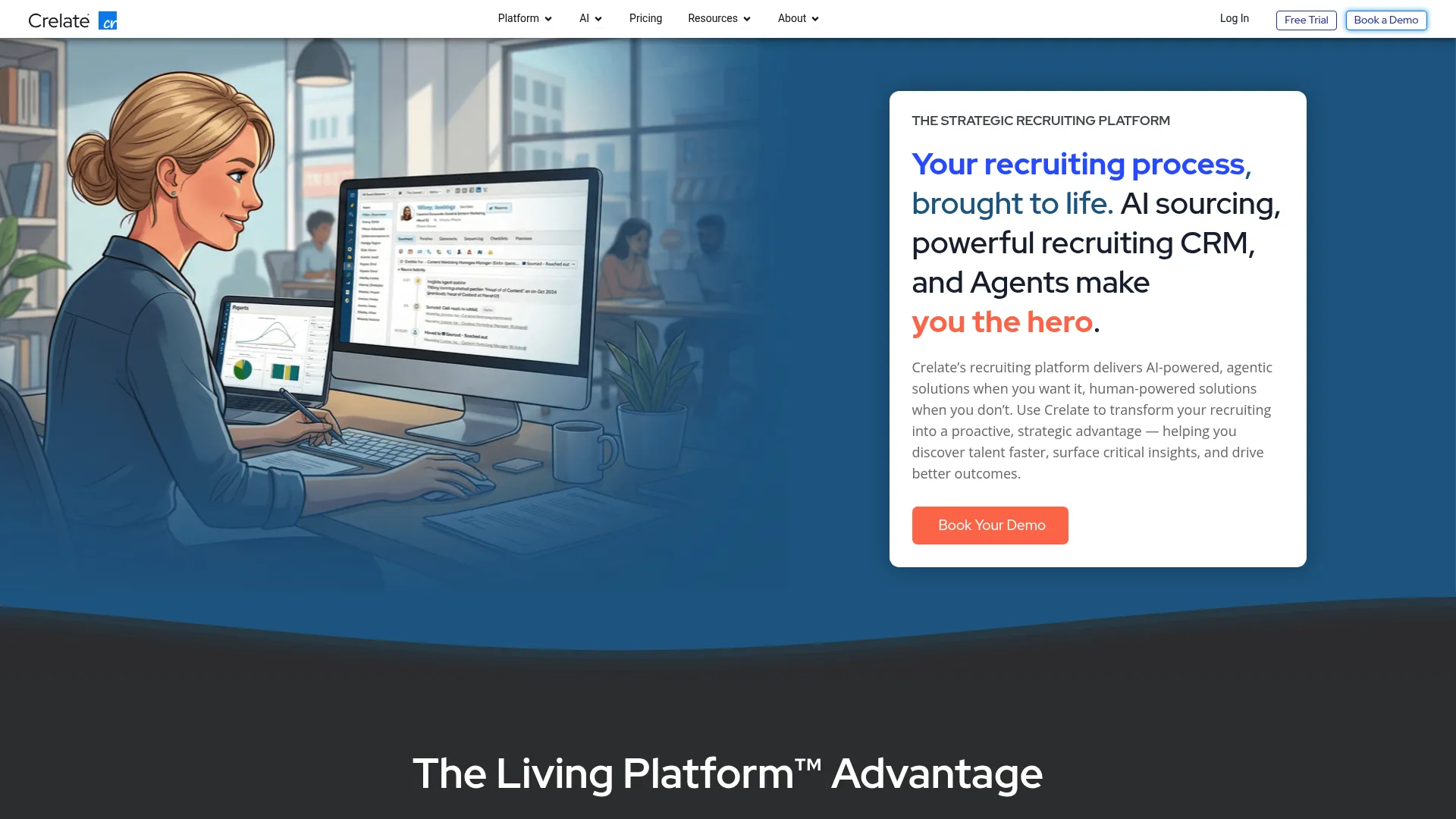 Crelate recruiting platform homepage