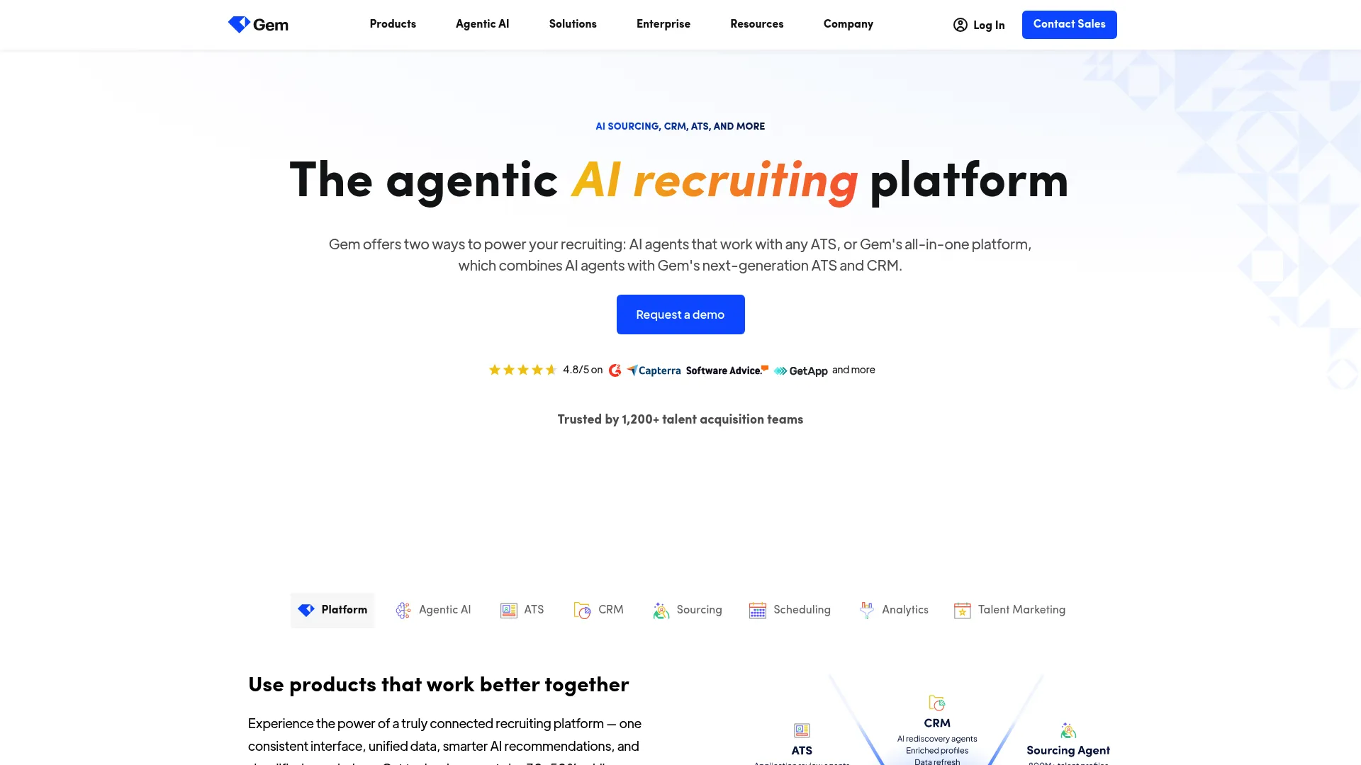 Gem recruiting platform homepage