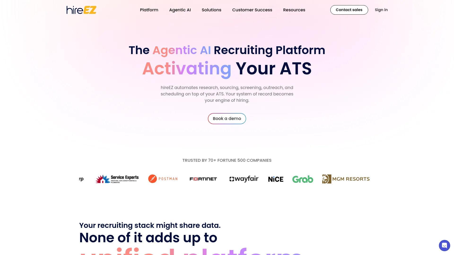 hireEZ outbound recruiting platform homepage