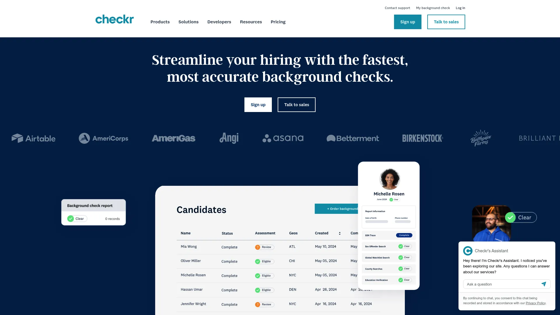 Checkr background screening platform homepage