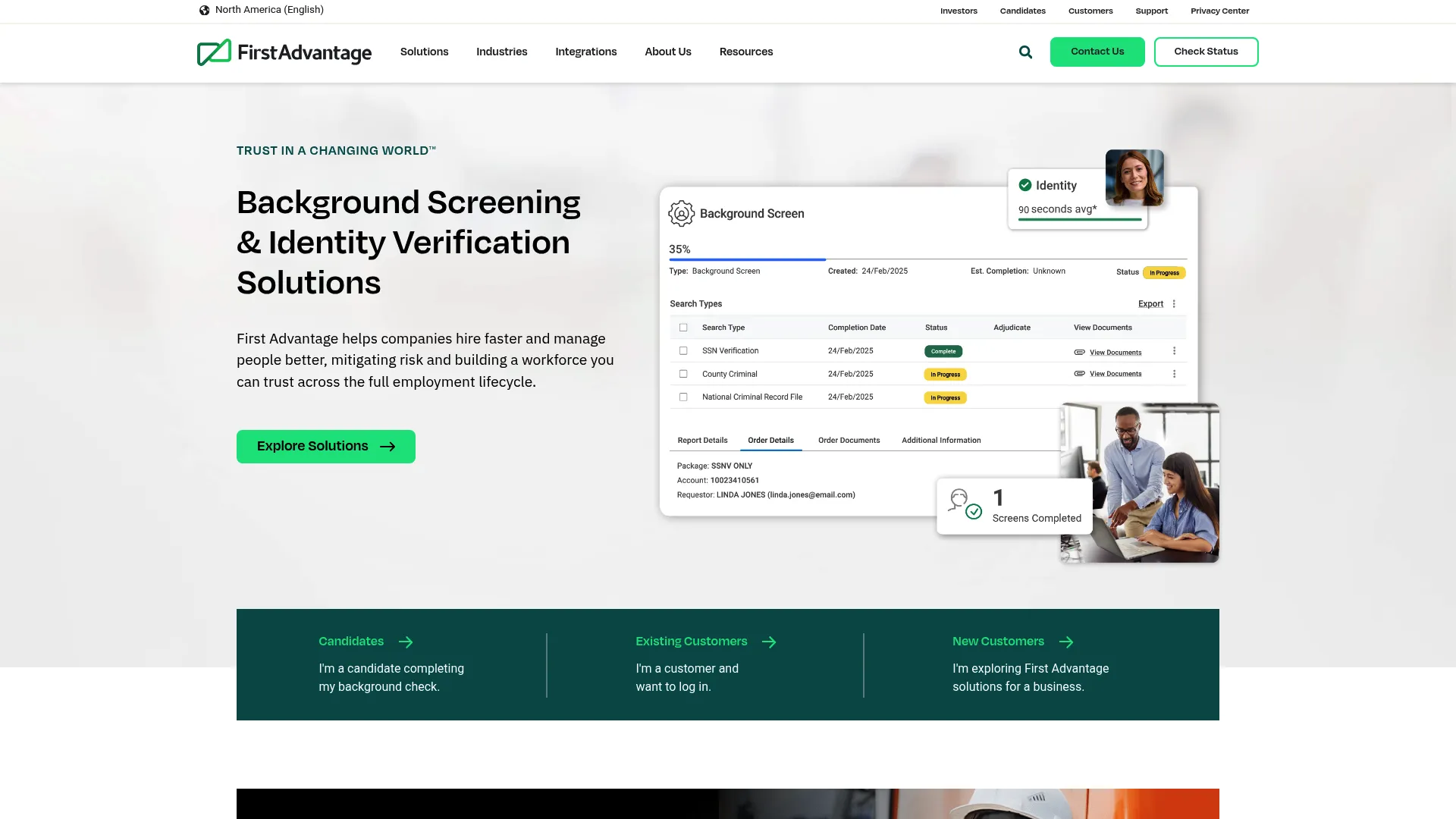 First Advantage background screening and identity verification platform