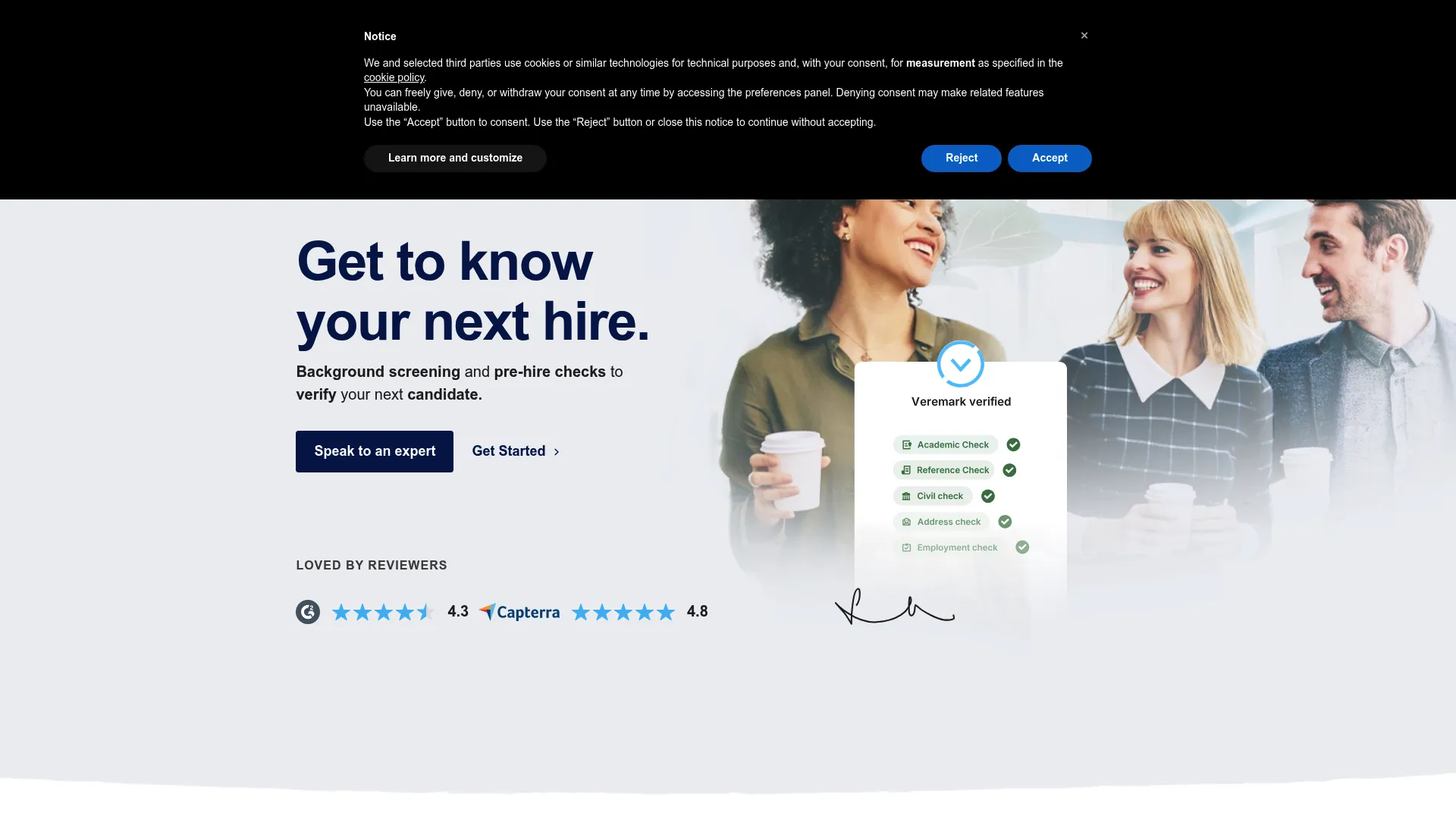 Veremark global background screening and verification platform