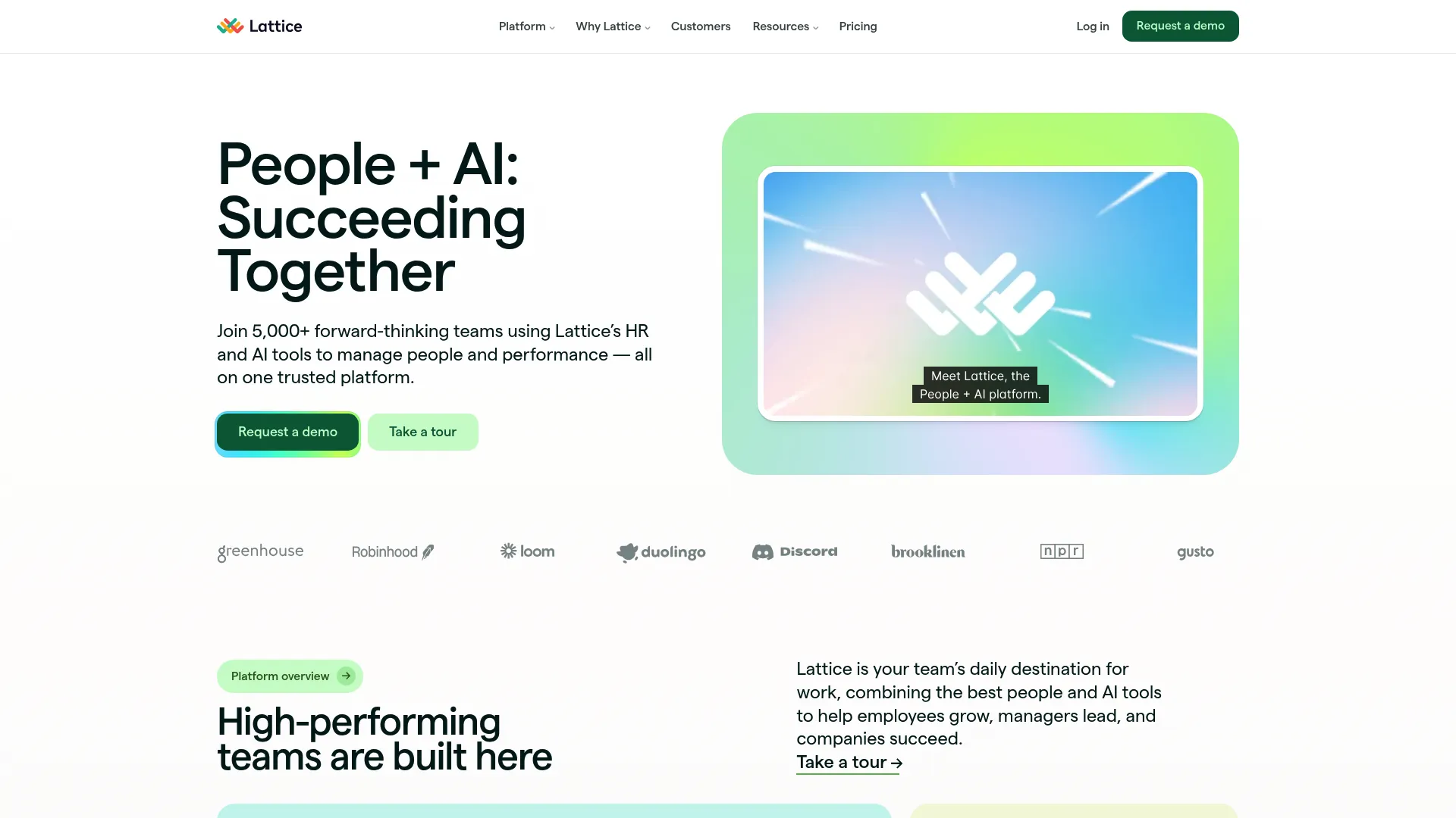 Lattice people management platform homepage