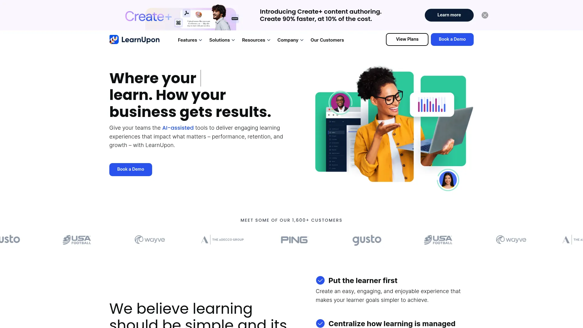 LearnUpon learning management platform homepage
