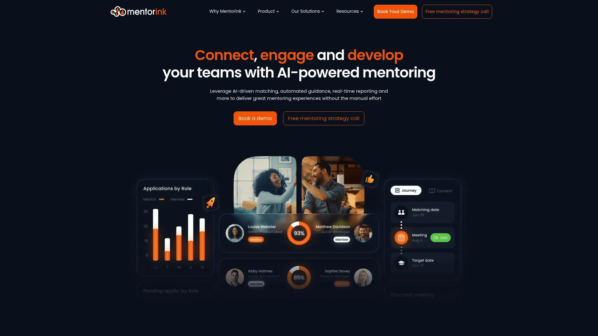 Mentorink mentoring software homepage
