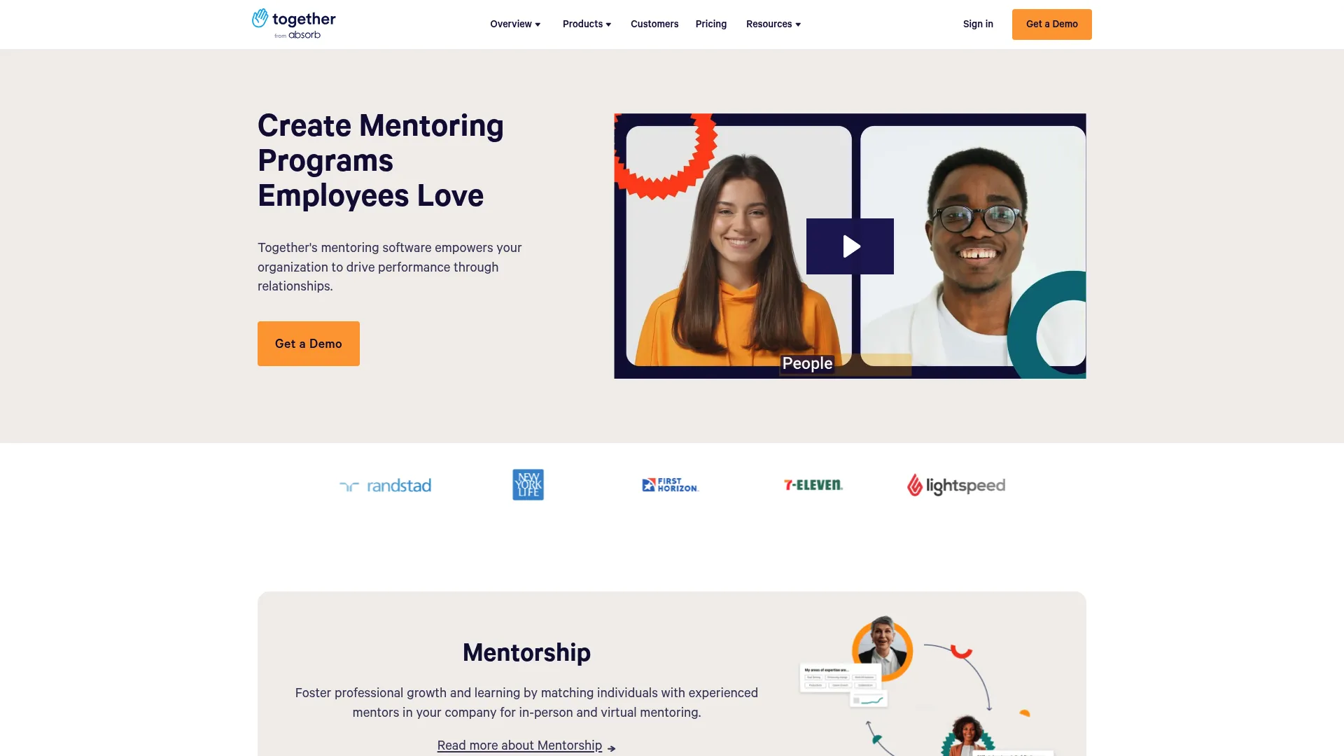 Together Platform mentoring software homepage