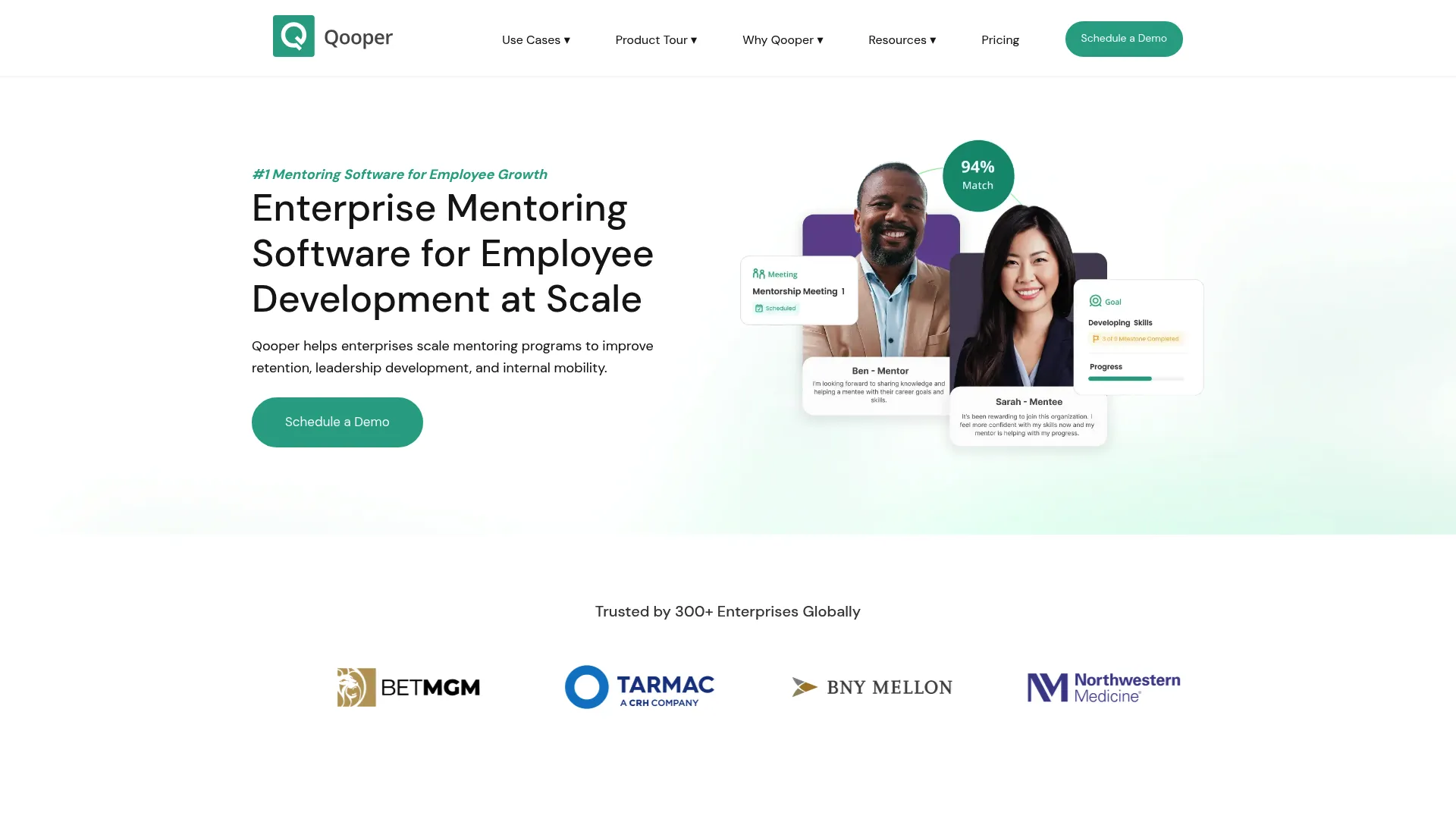 Qooper mentoring software homepage