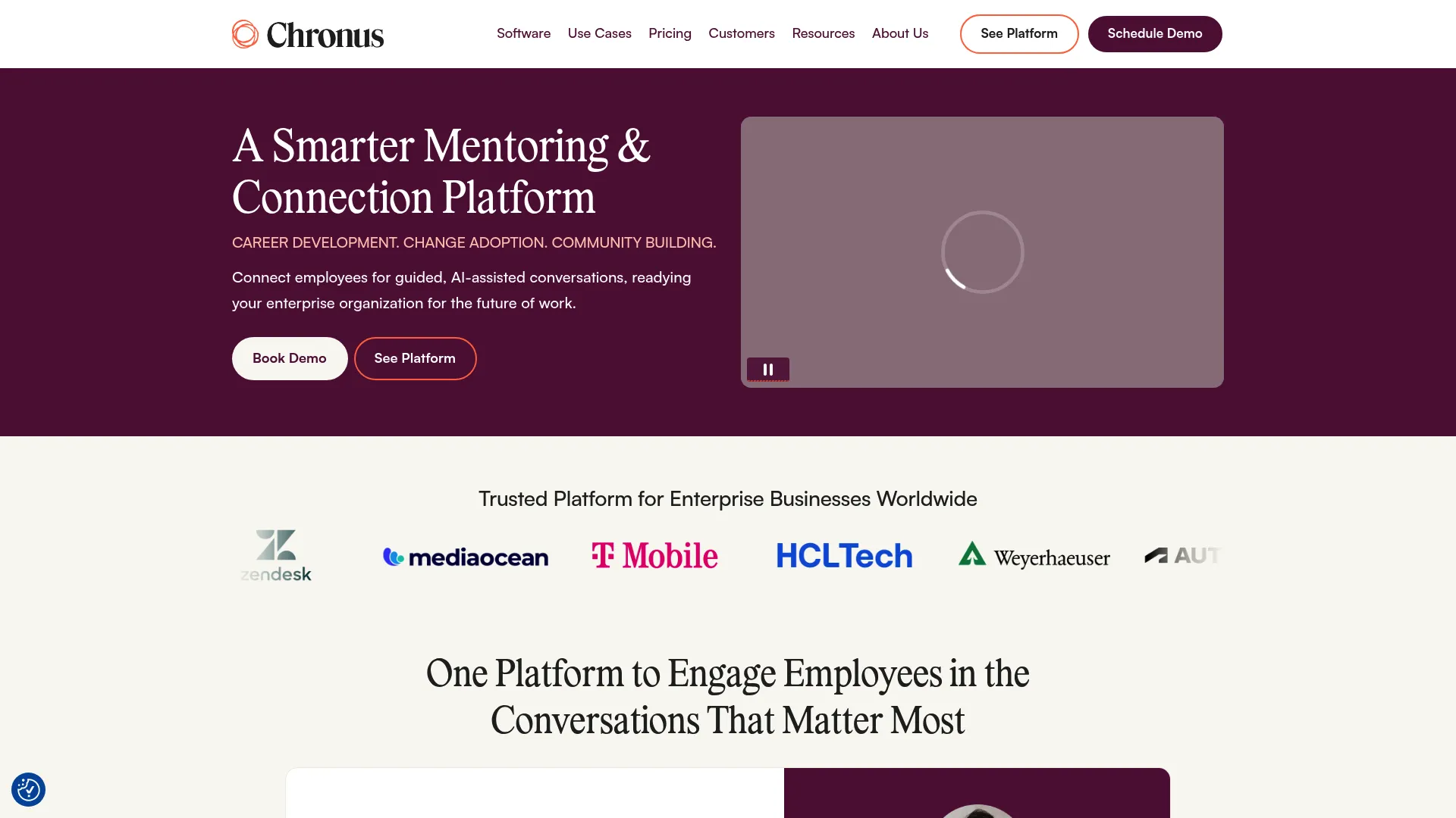 Chronus mentoring software homepage
