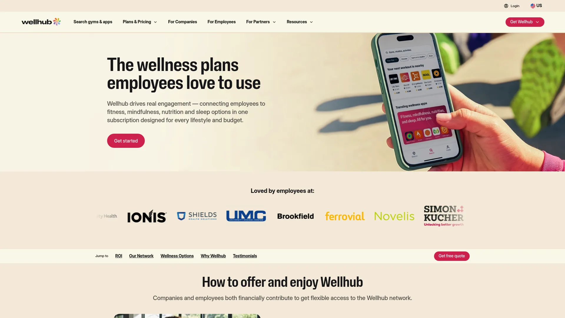Wellhub corporate wellness benefit homepage
