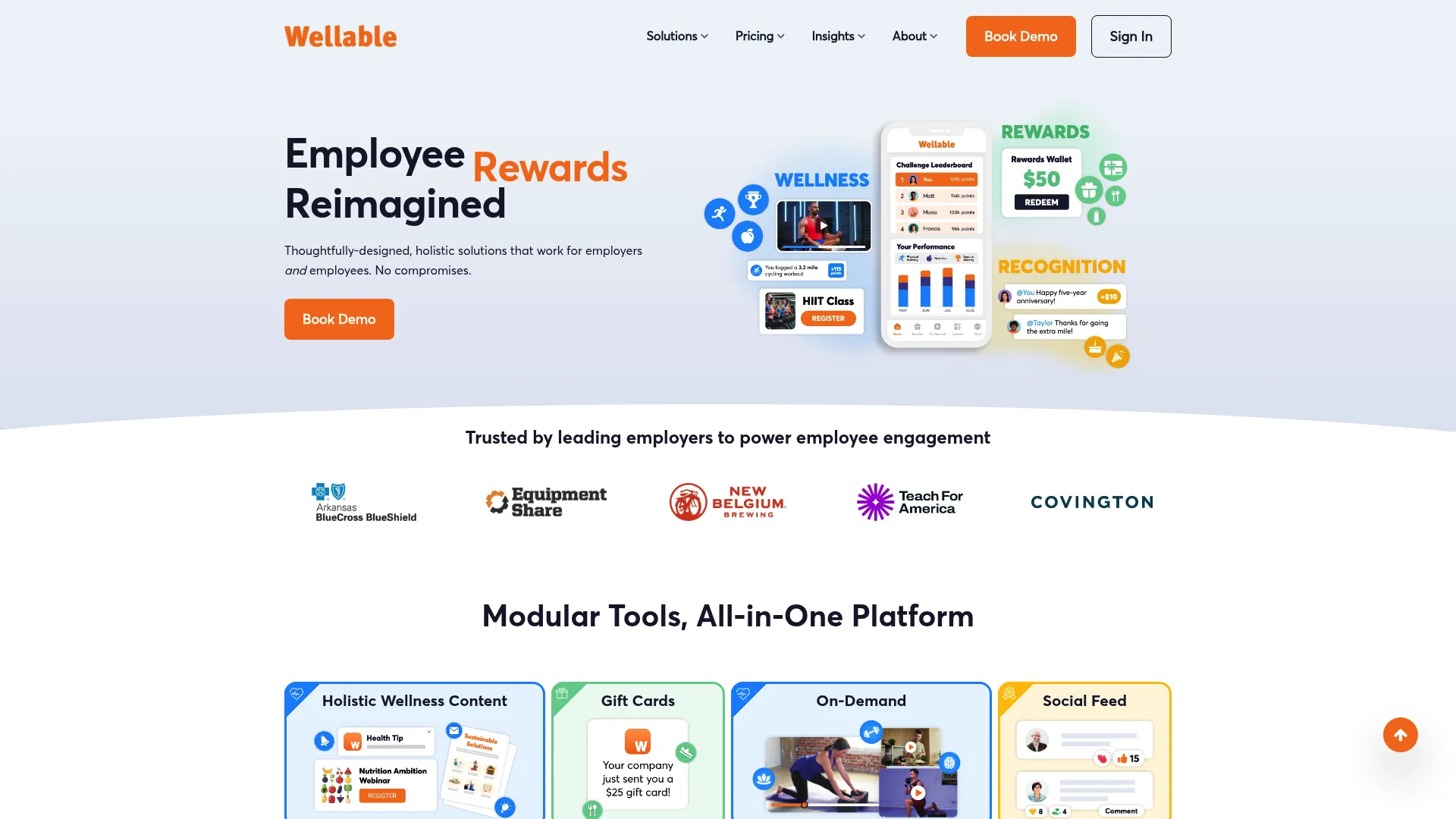Wellable corporate wellness software homepage