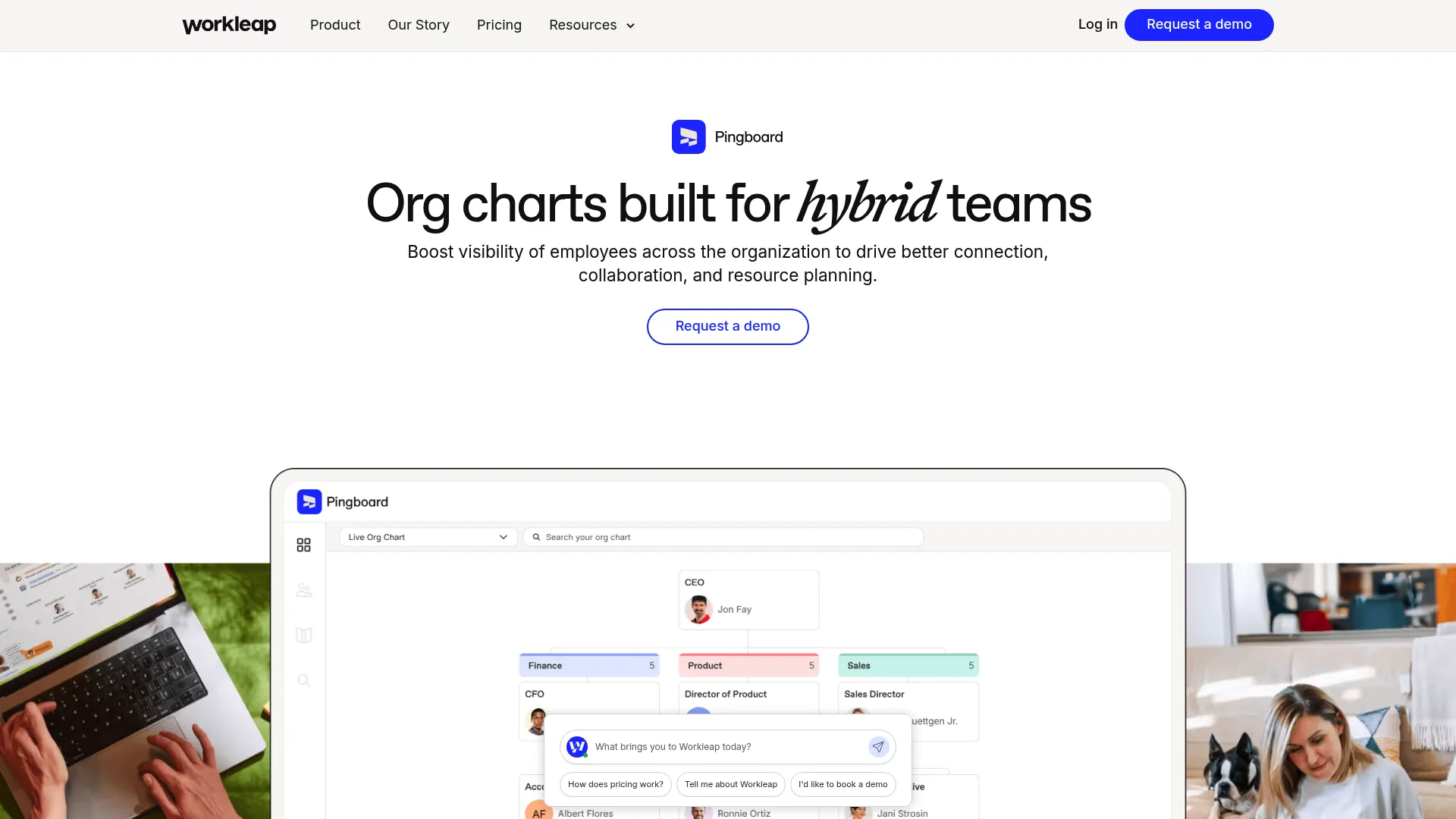 Pingboard org chart and employee directory software homepage