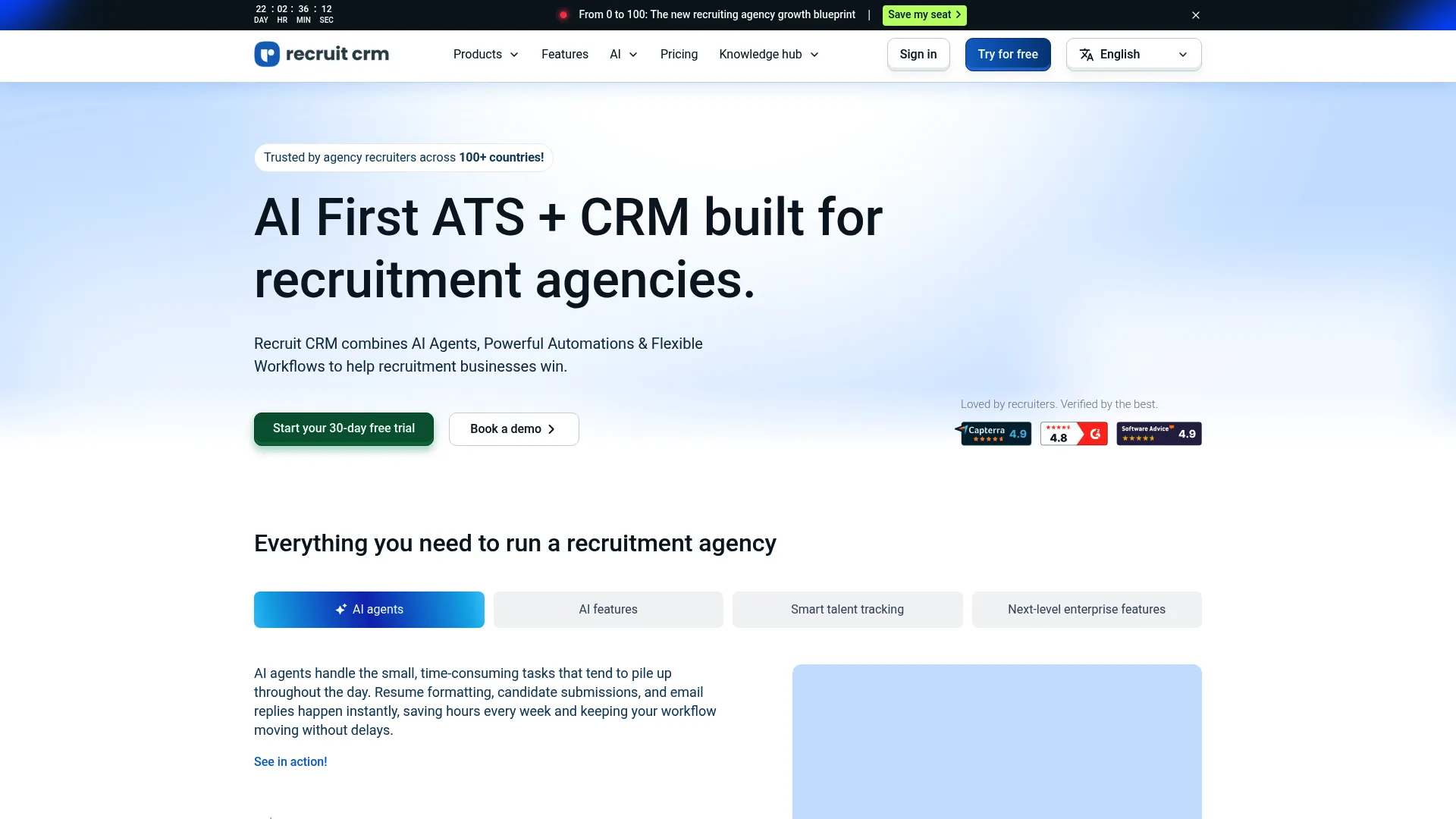 Recruit CRM candidate relationship management software