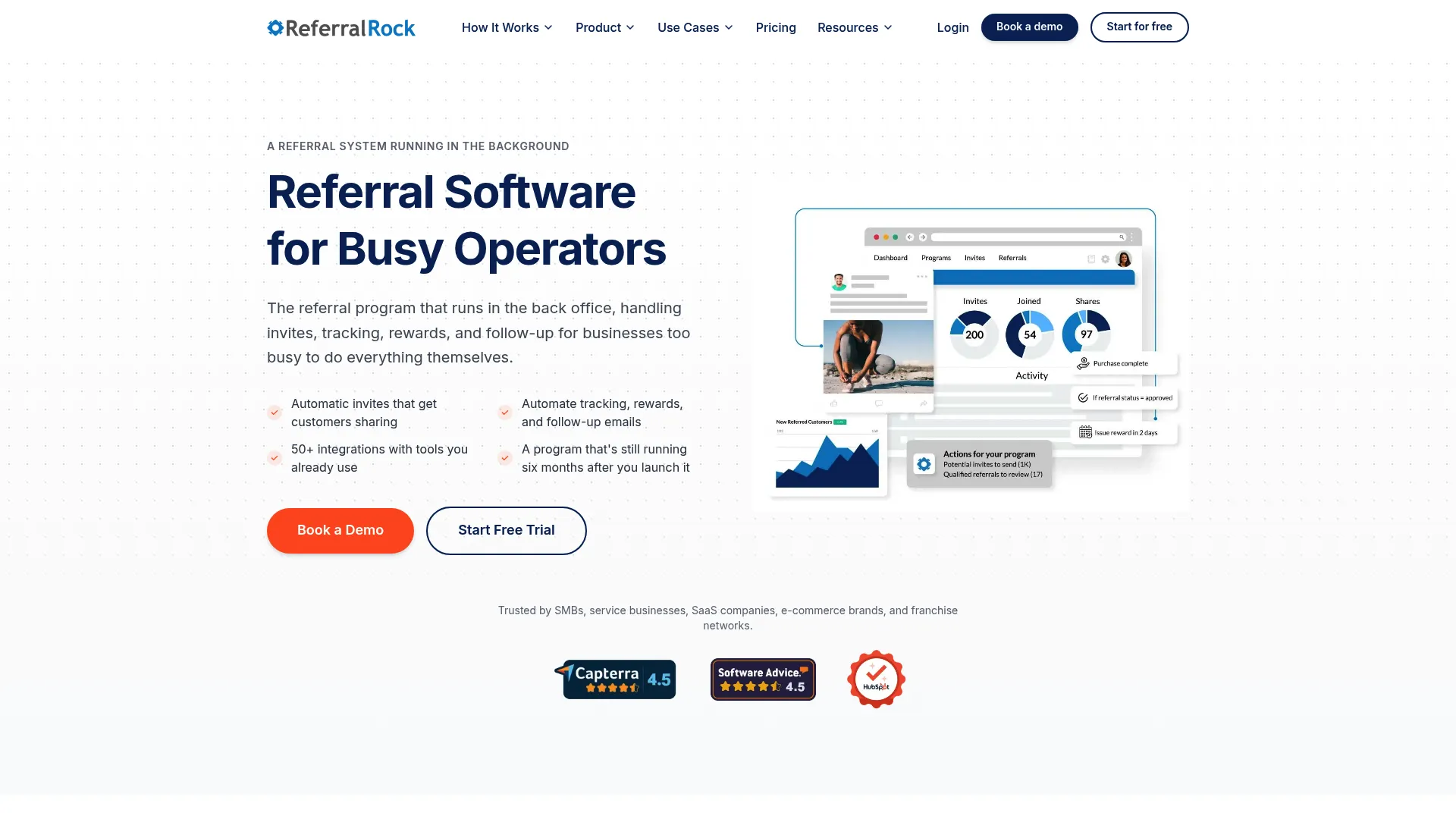 Referral Rock referral program software homepage