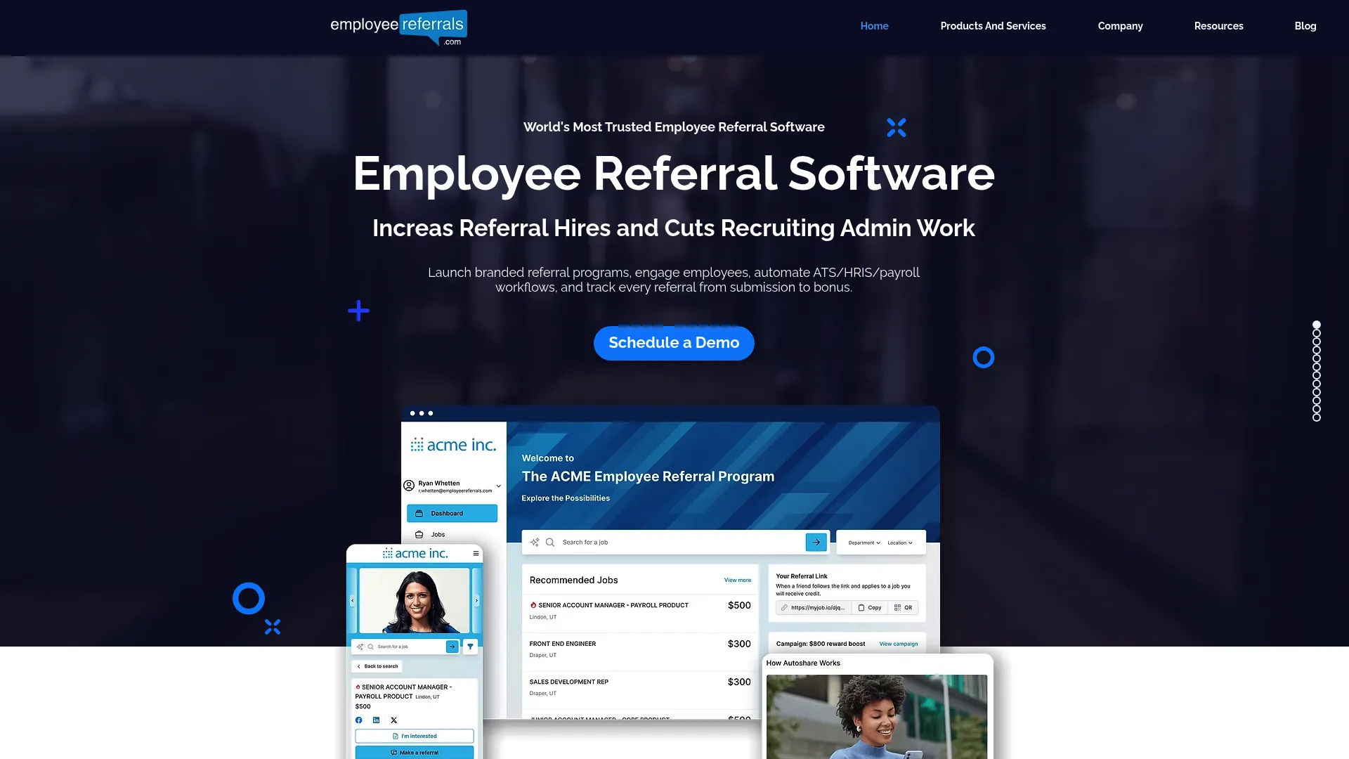 EmployeeReferrals.com referral software homepage