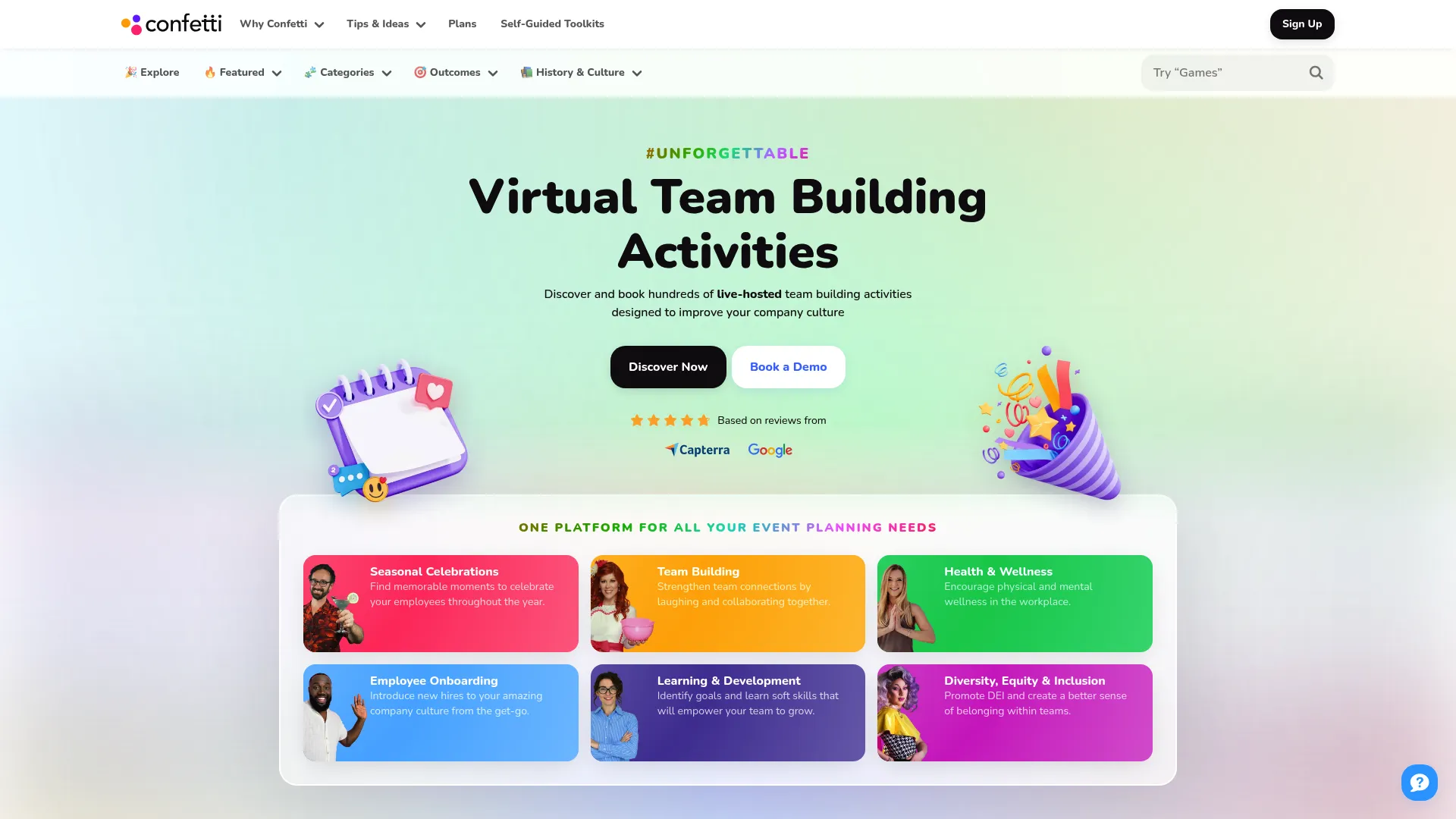 Confetti virtual team building events platform