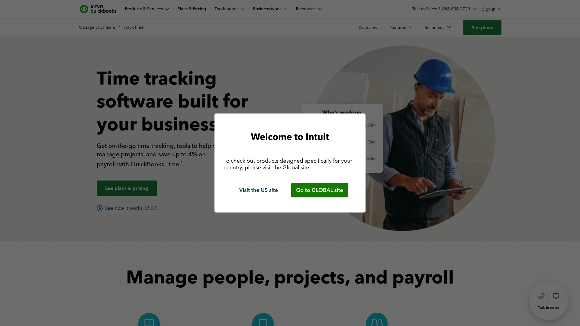 QuickBooks Time time tracking software homepage