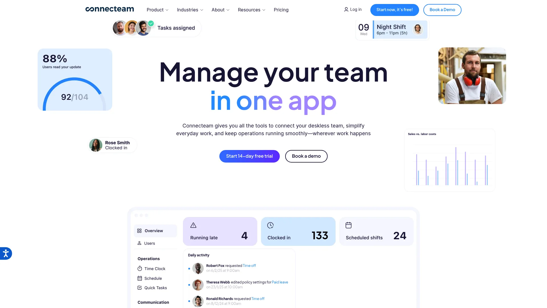 Connecteam mobile workforce scheduling and time tracking app