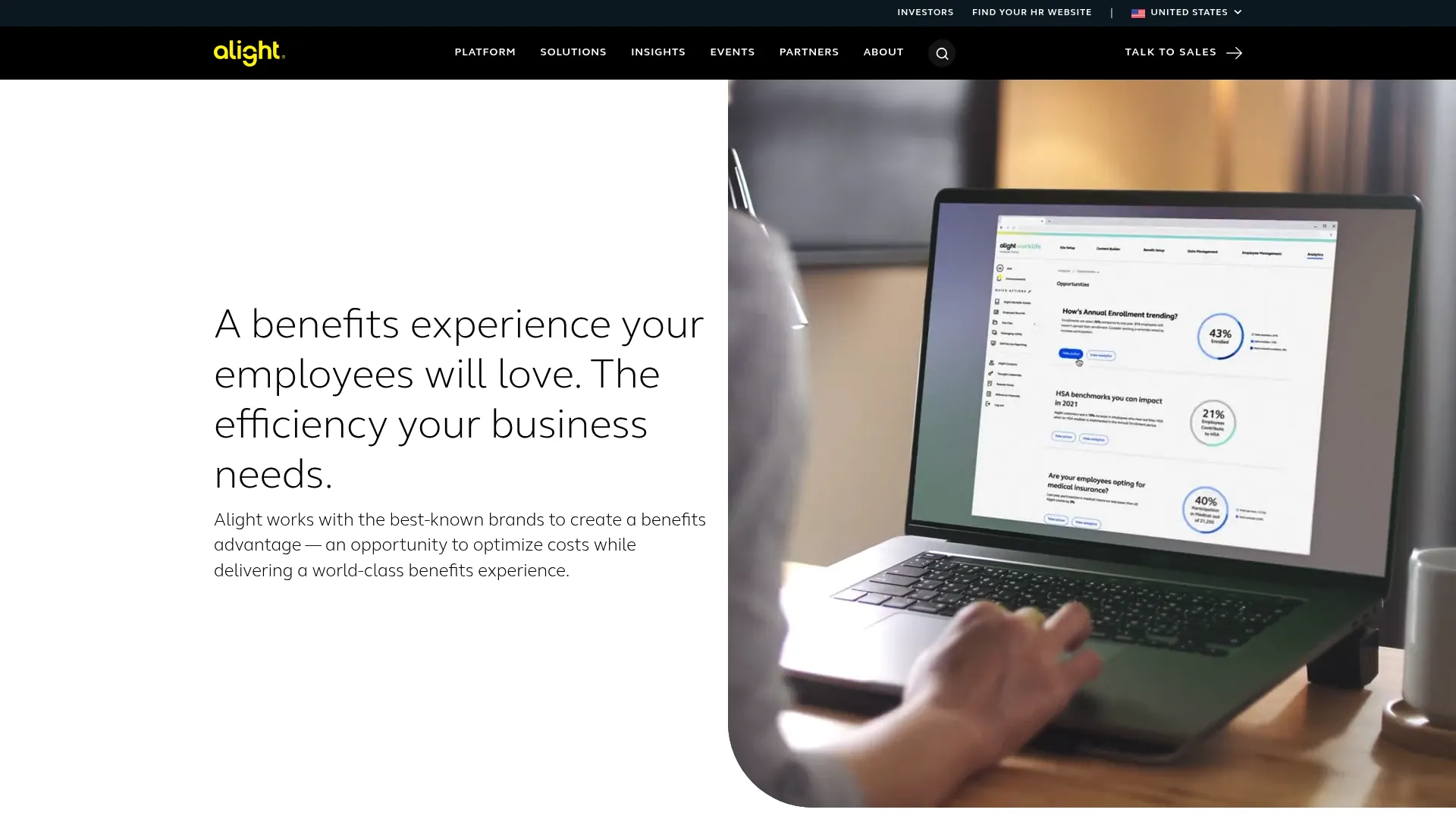Alight Solutions employee benefits platform homepage