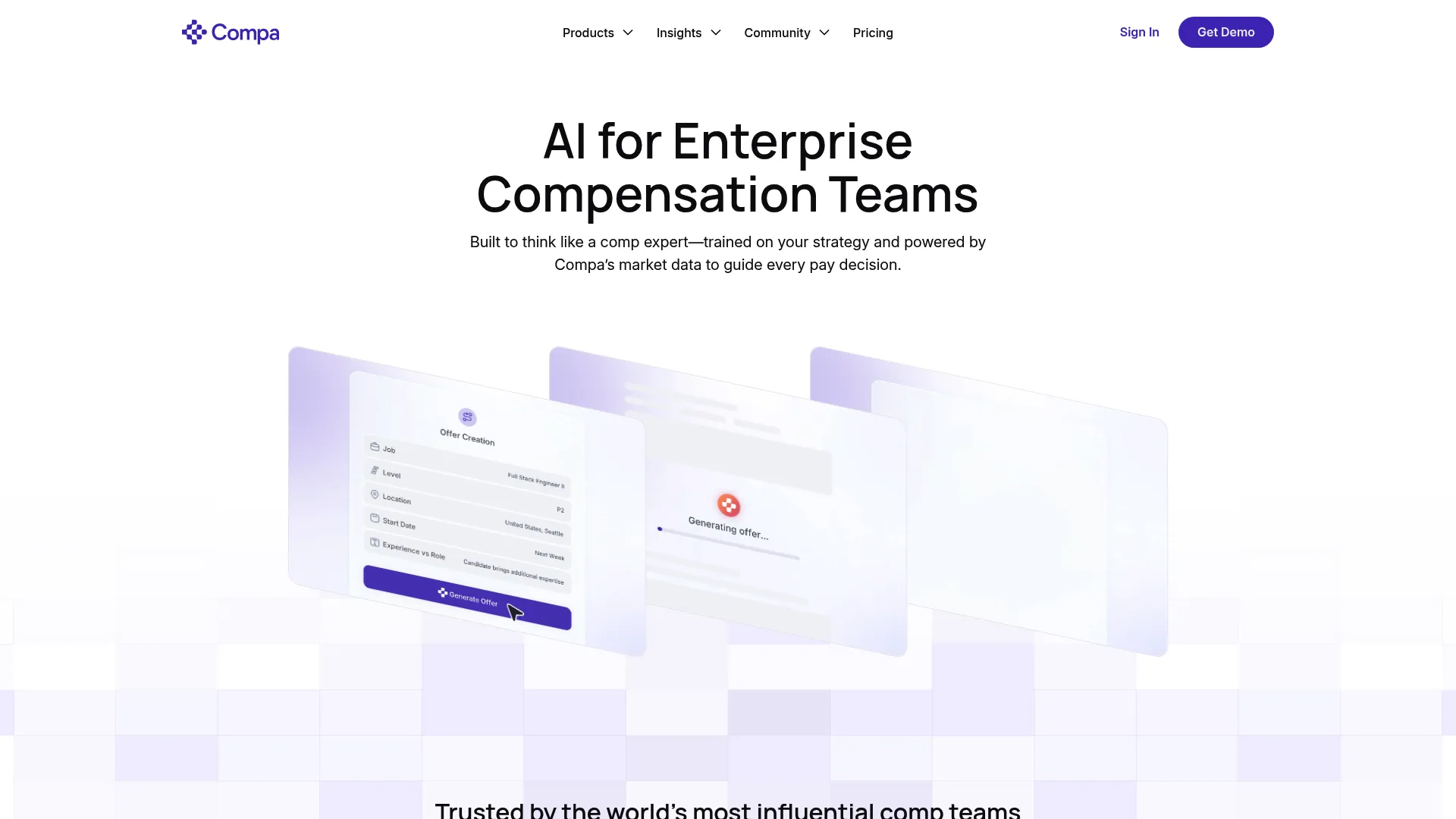 Compa compensation intelligence platform homepage