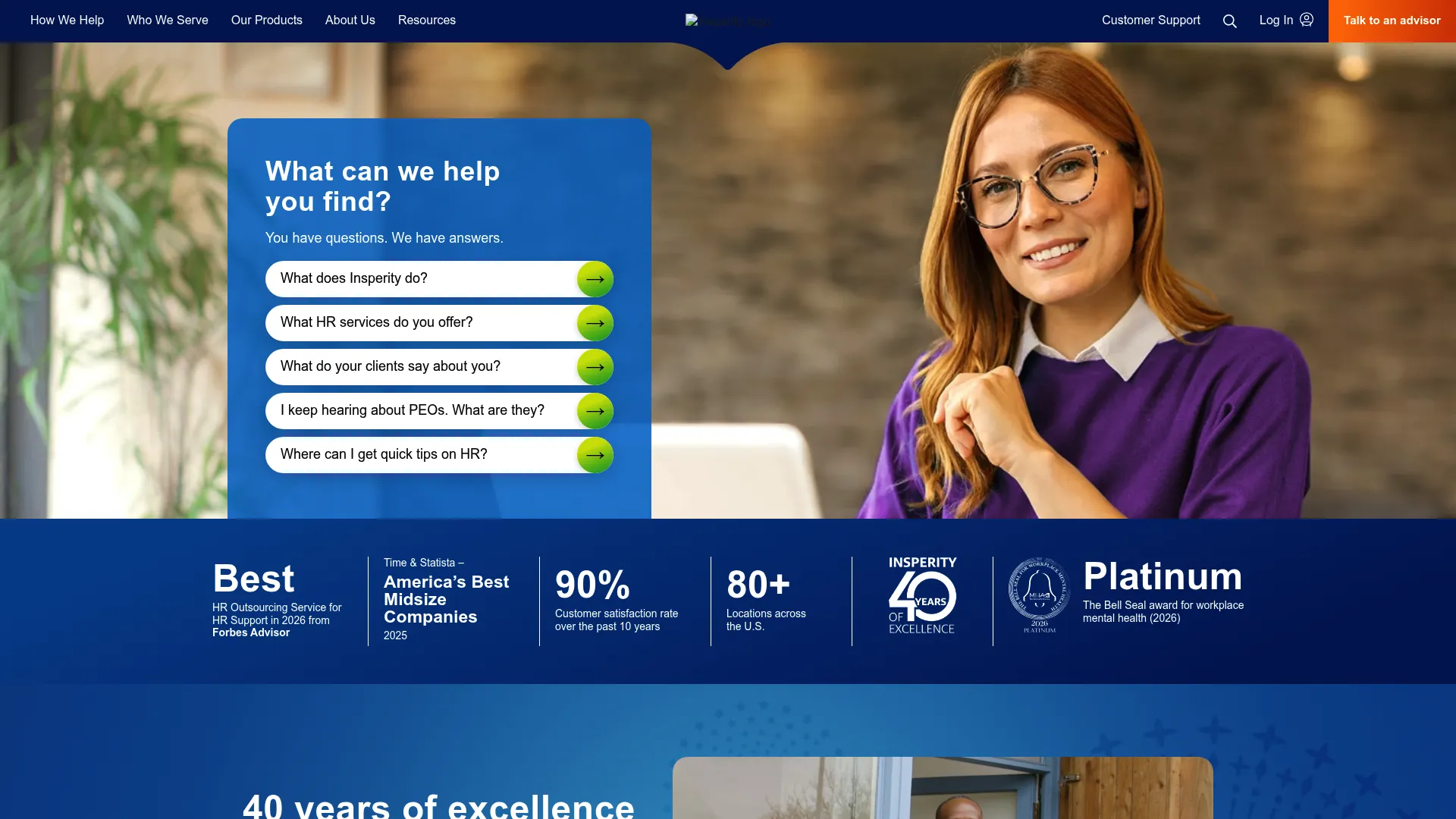 Insperity homepage