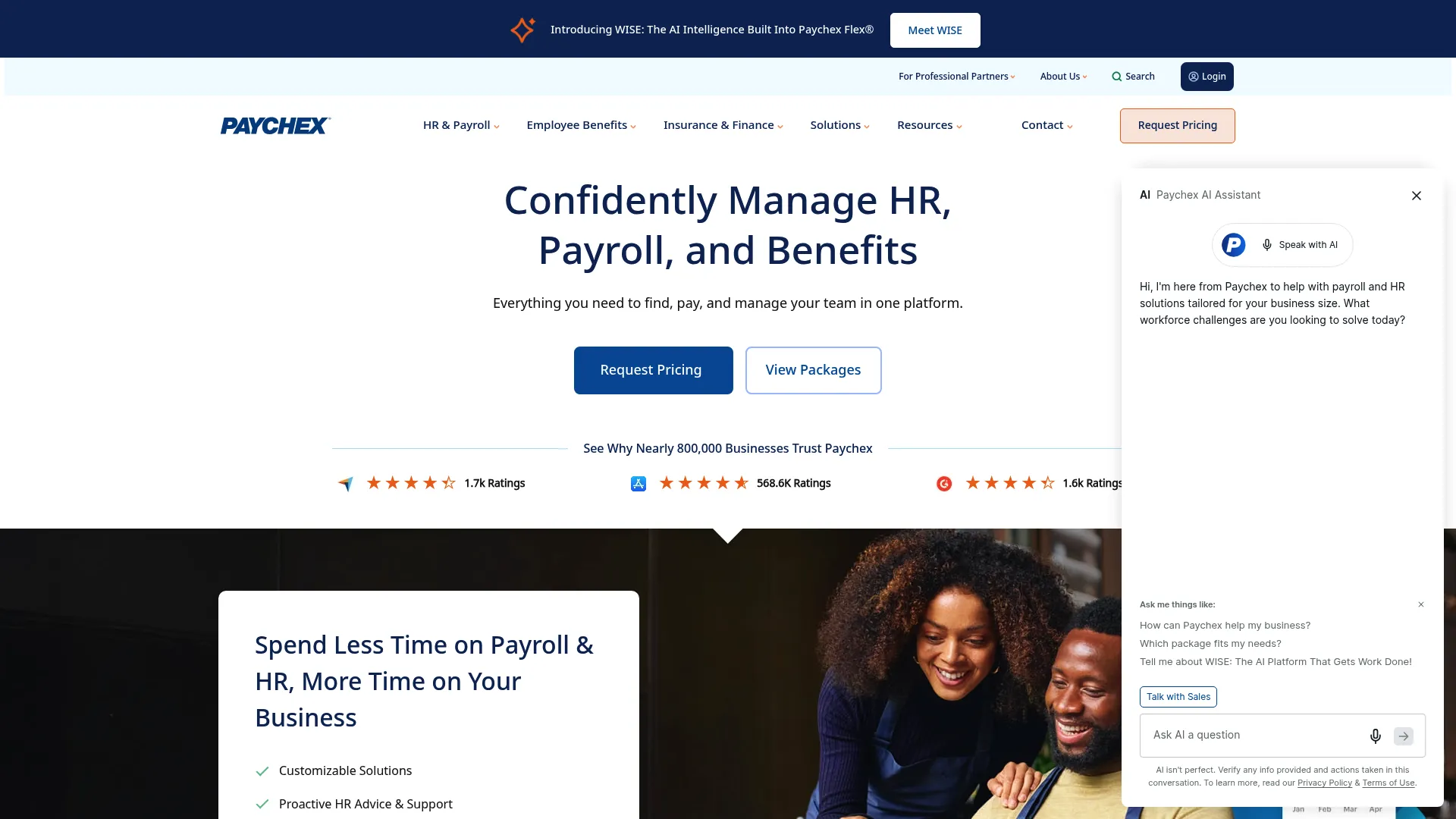 Paychex homepage