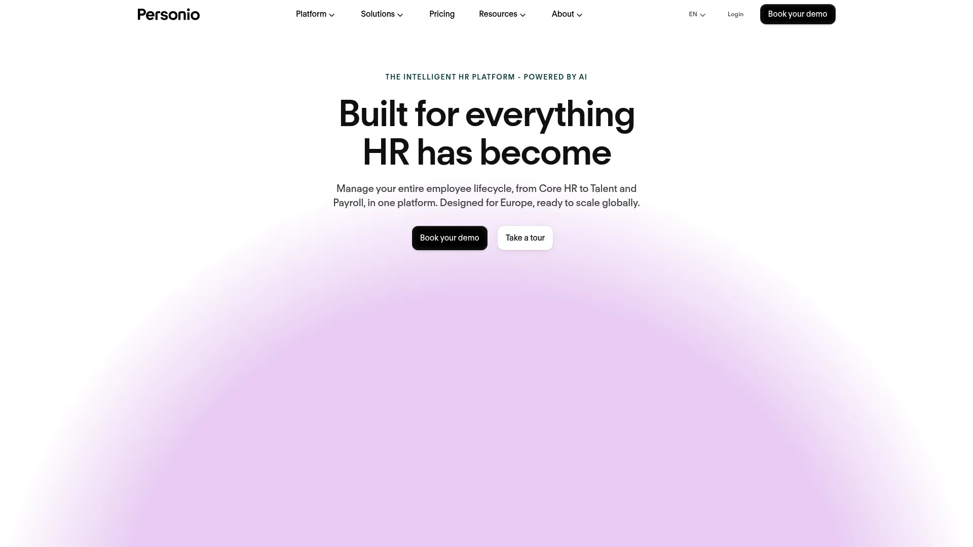 Personio HR platform homepage