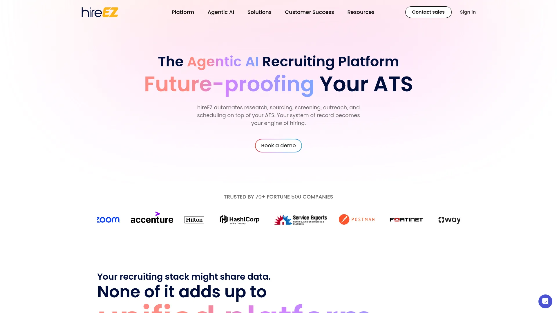 hireEZ AI sourcing and outreach platform homepage