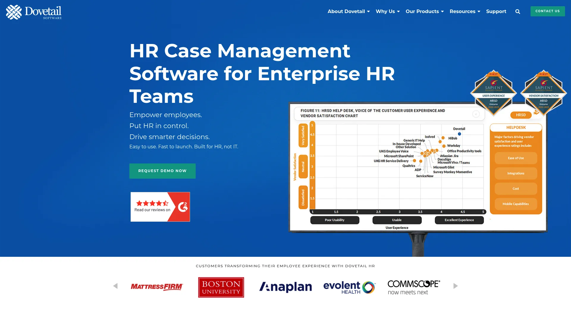 Dovetail HR case management and service delivery homepage